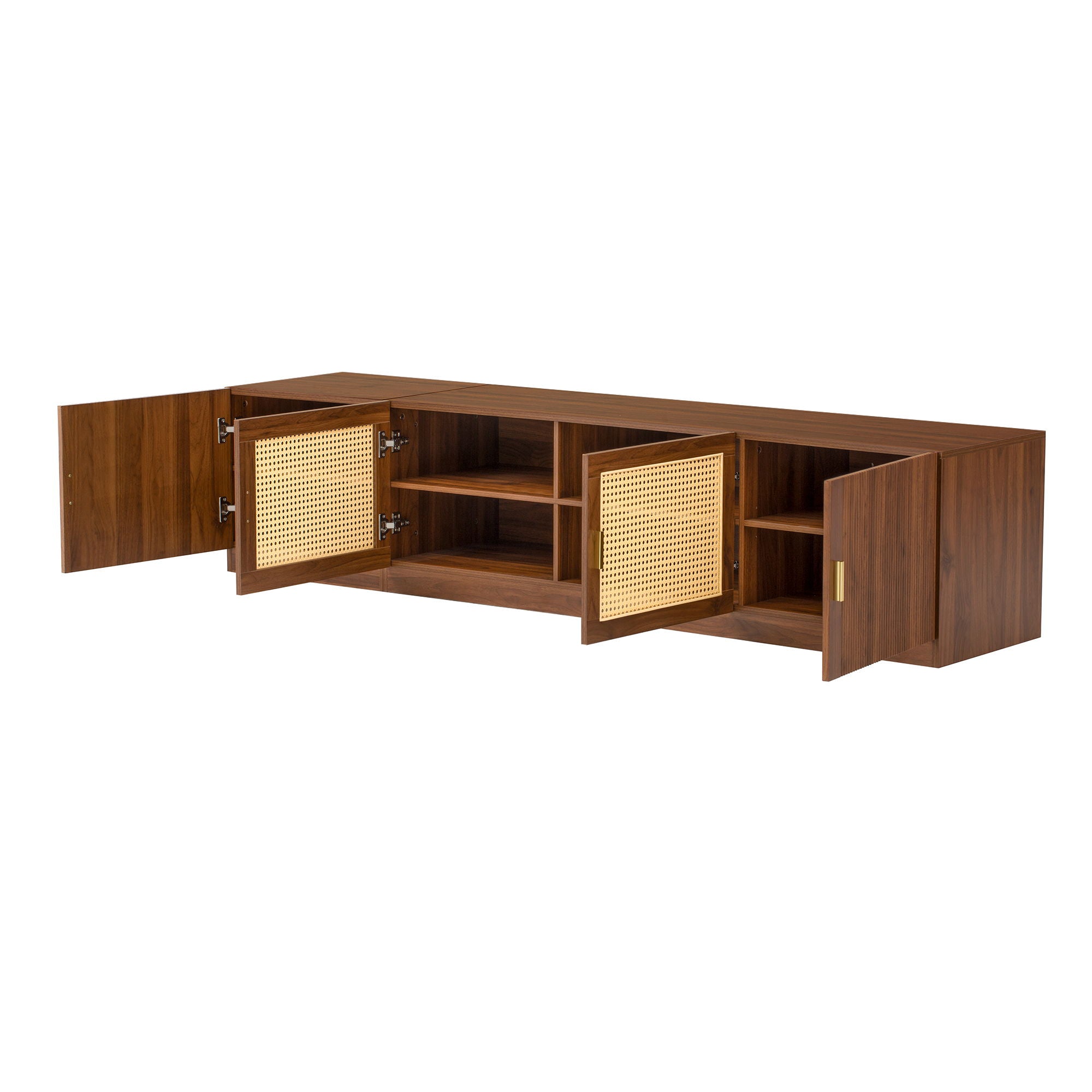 TV Stand, Media Console With Adjustable Shelves - Walnut