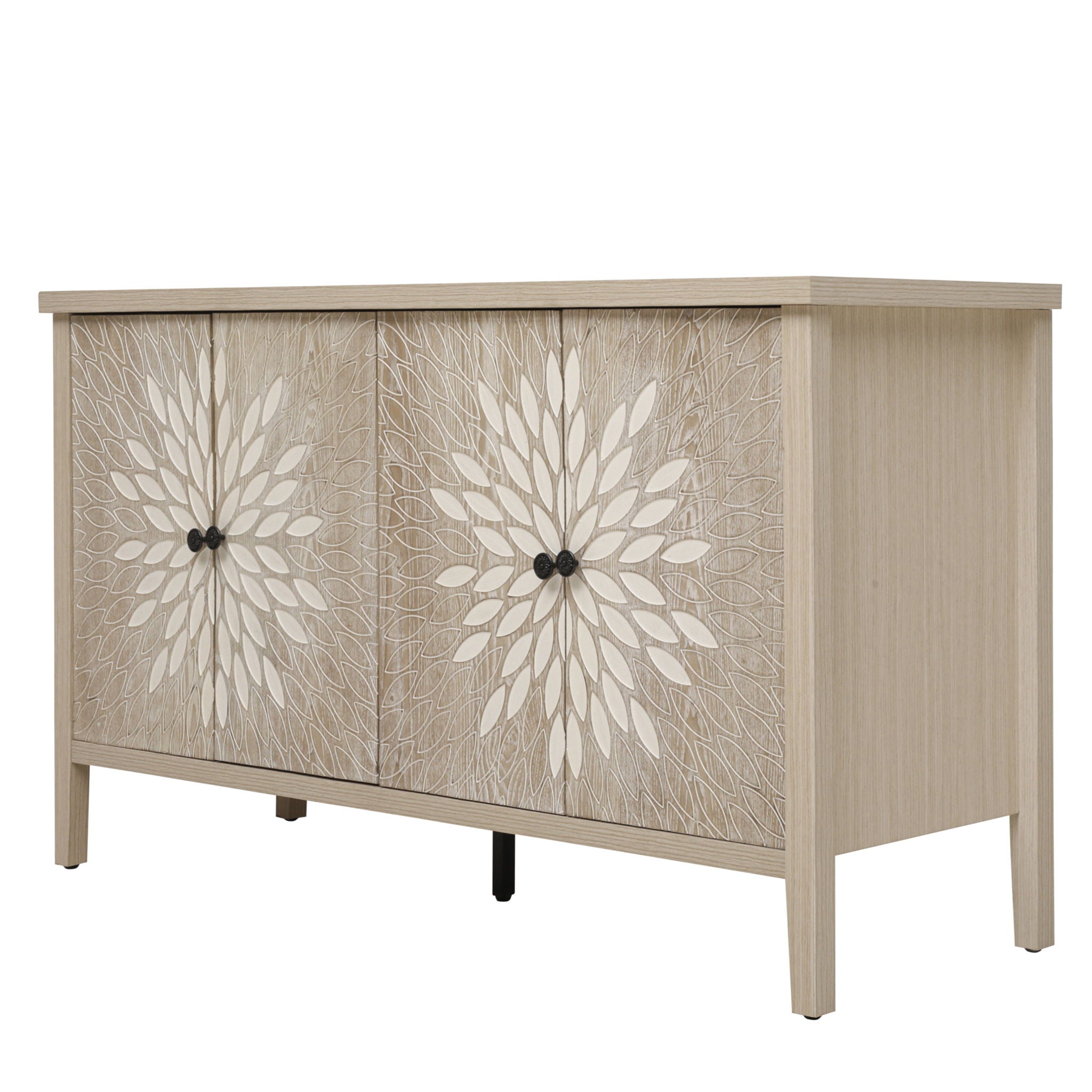 Modern Storage Cabinet With 4 Doors & Adjustable Shelves