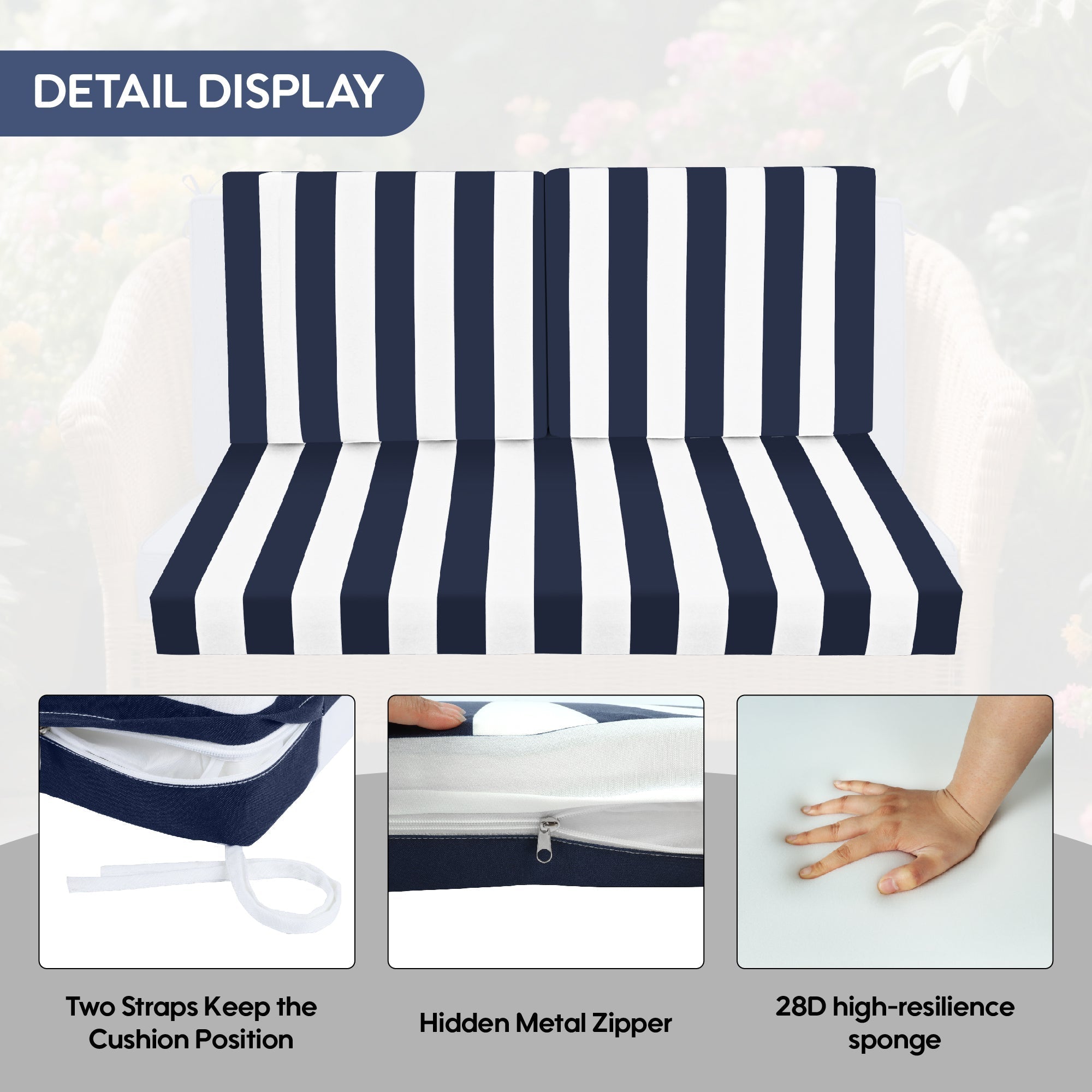 Outdoor Deep Seat Cushions for Patio Furniture, Set of 2