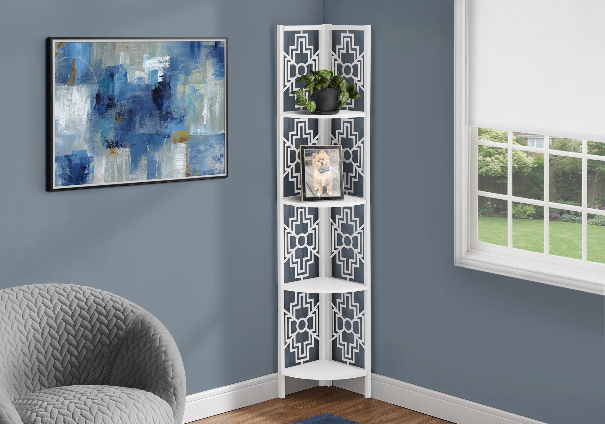 Bookshelf, Bookcase, Etagere, 4 Tier Corner, For Office, Transitional