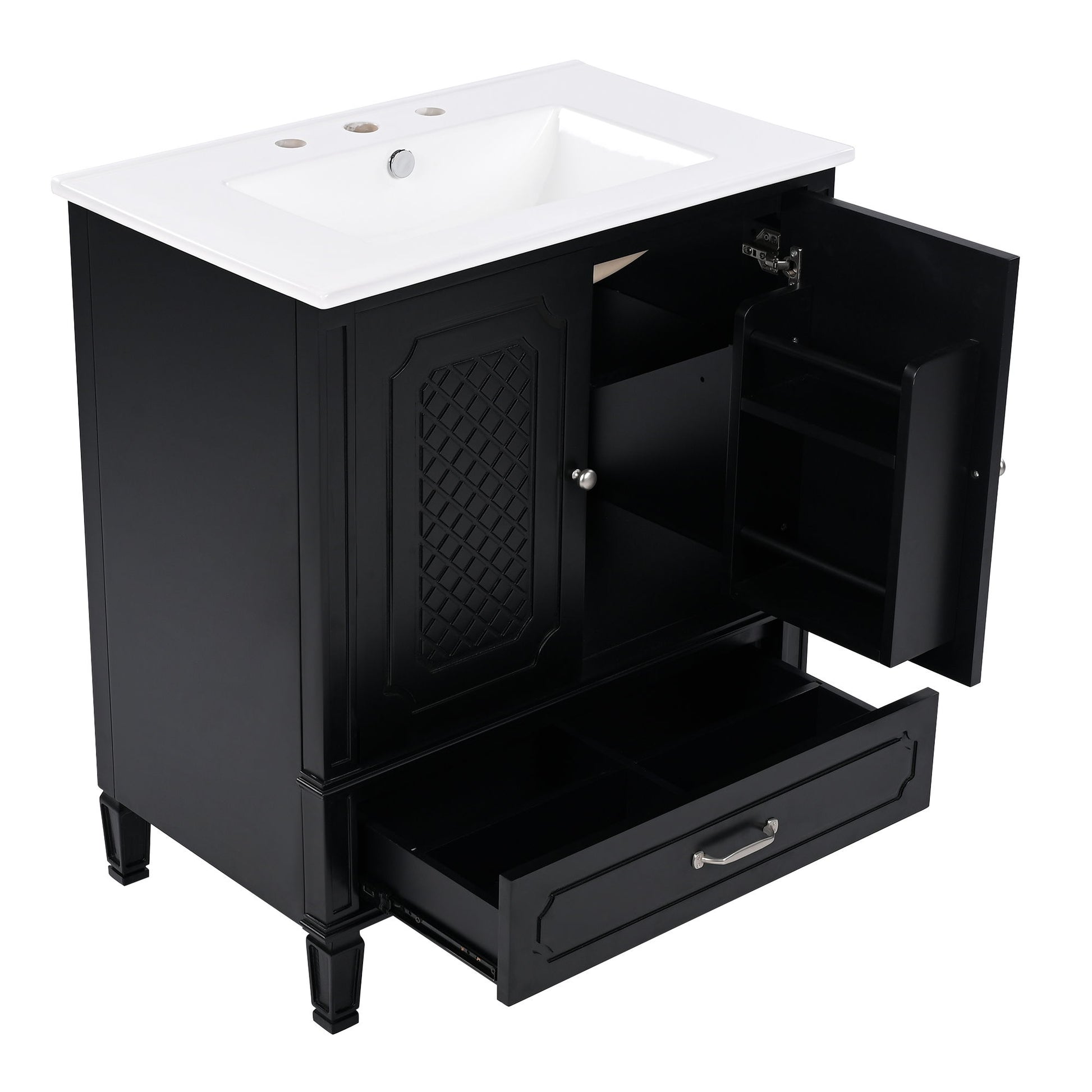 Vintage Style Bathroom Vanity With Sink, Multi Functional Storage, Soft-Closing Door - Best Buy Furniture