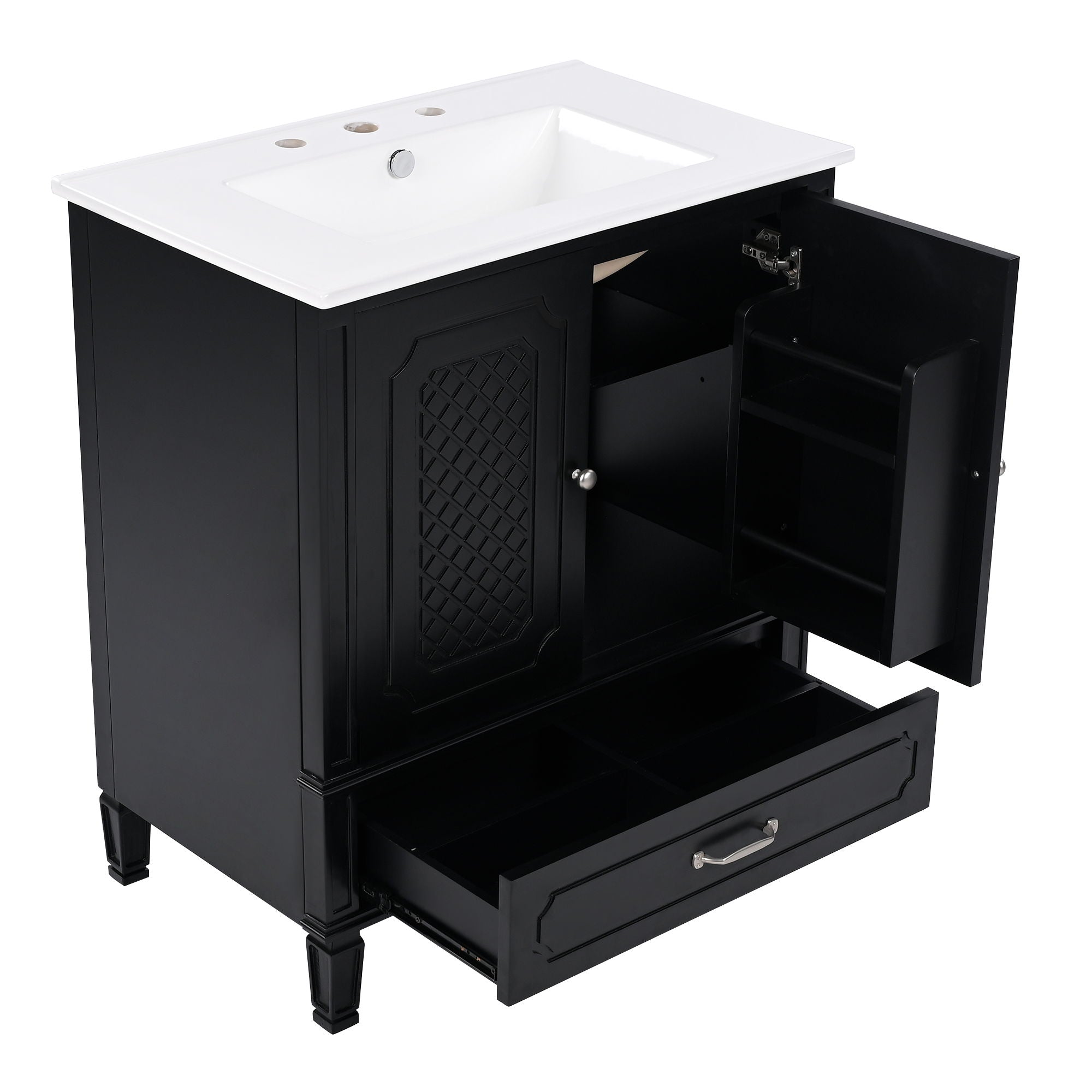 Vintage Style Bathroom Vanity With Sink, Multi Functional Storage, Soft-Closing Door - Best Buy Furniture