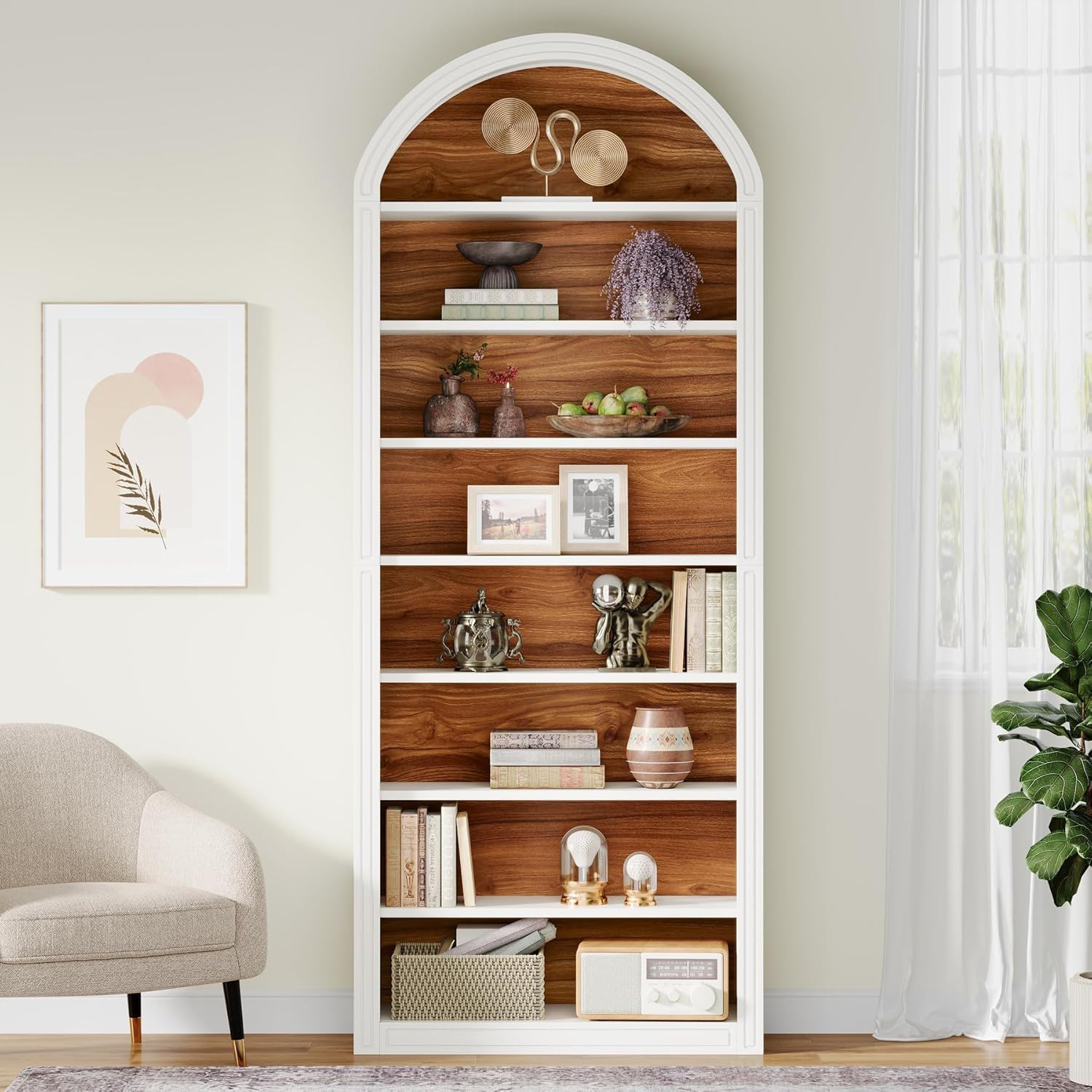 8 Tier Arched Open Display Shelving Unit For Living Room