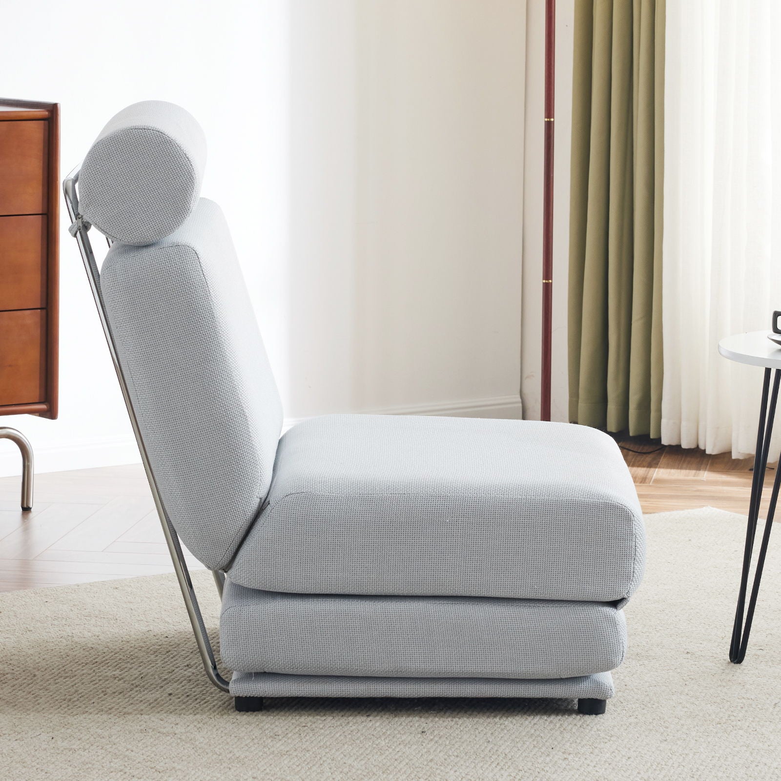 Foldable Single Chair Sofa Bed With Pillow, Easy To Store, Breathable And Wearable Linen