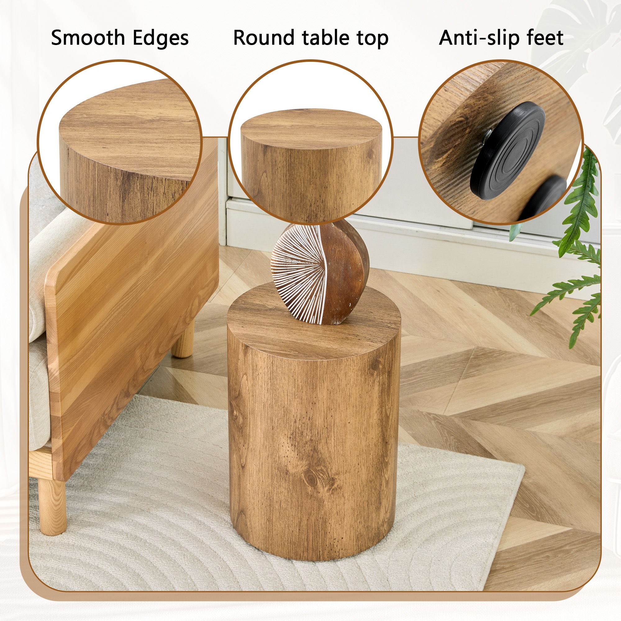 Cylindrical End Coffee Table, Living Room Furniture - Wood
