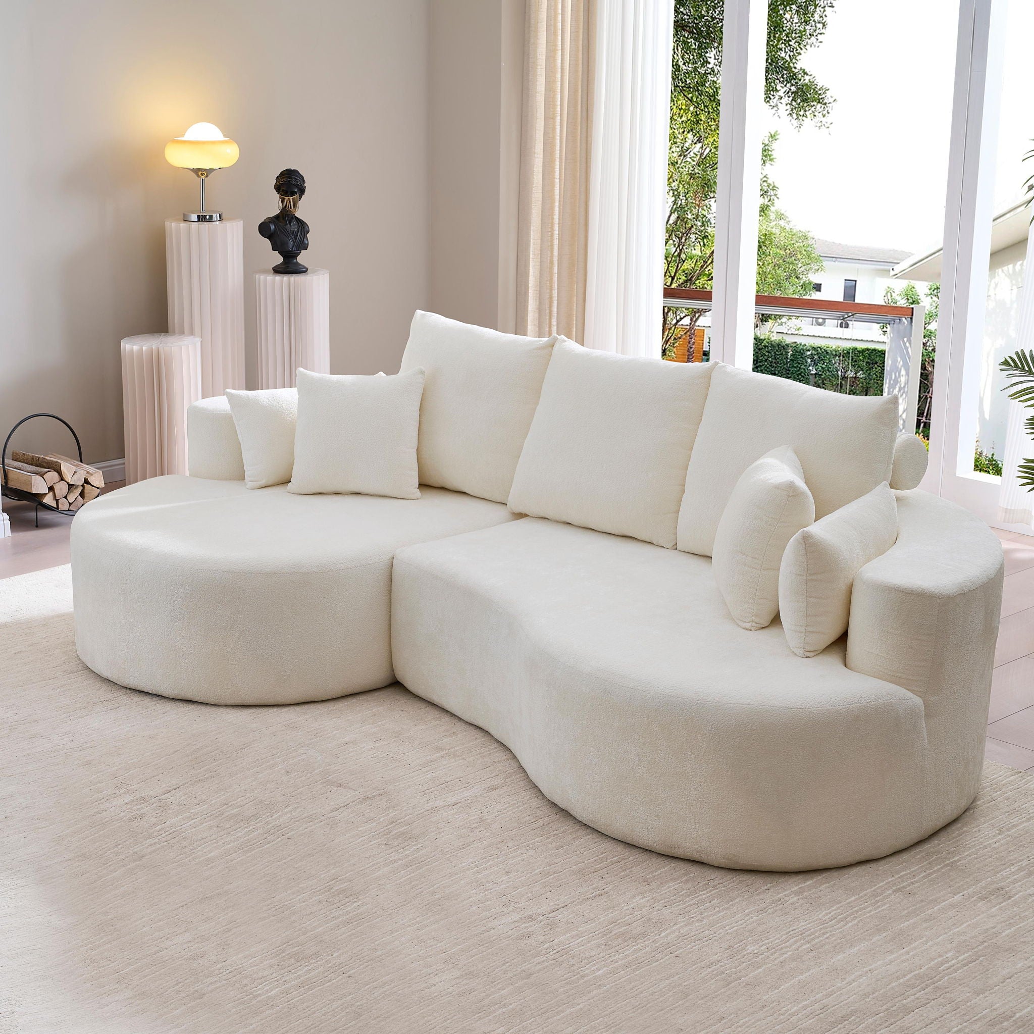 2 Piece Fabric Cloud Curved Sectional Sofa With Chaise For Living Room - Best Buy Furniture