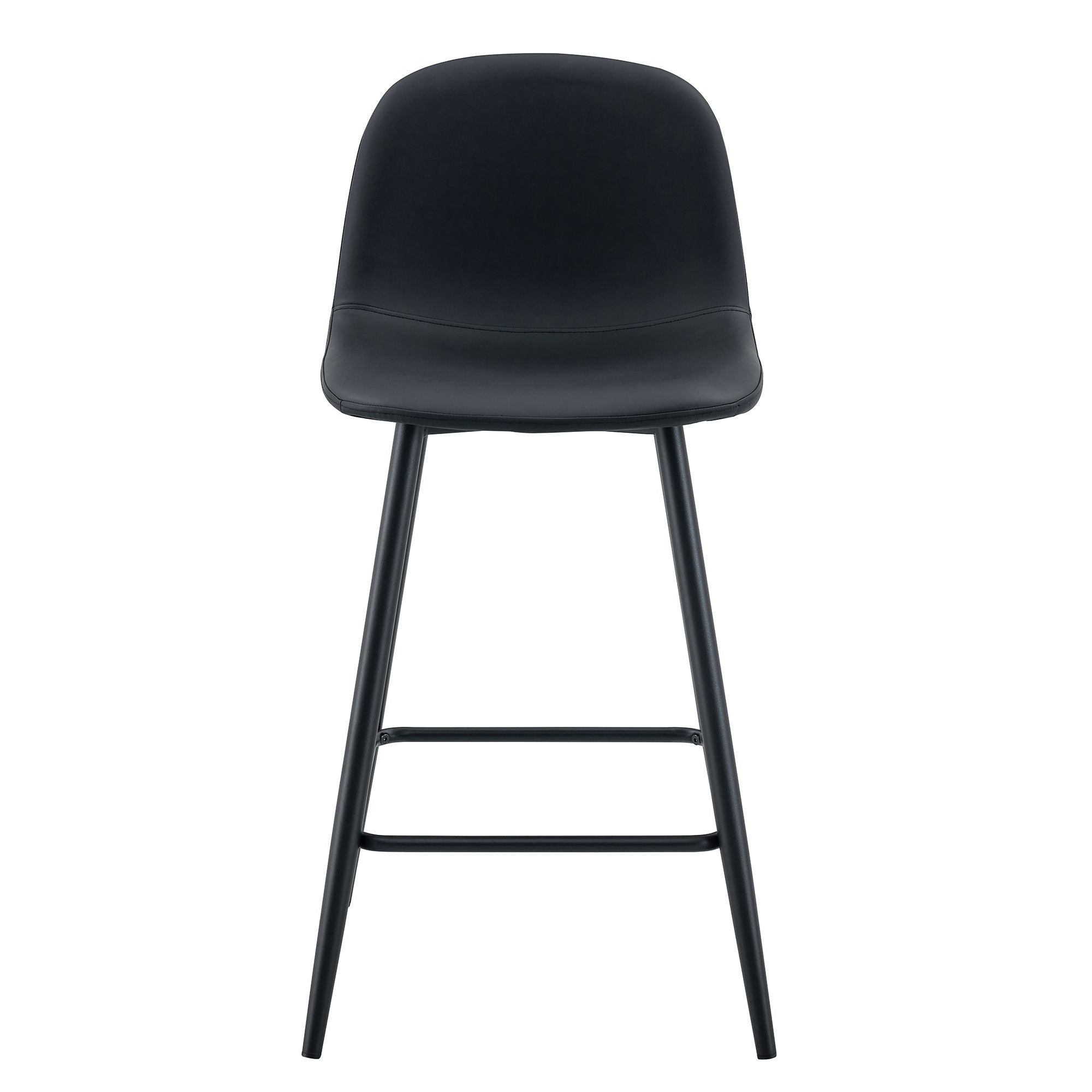 Modern Black Pu Bar Chair Rounded Backrest (Set of 2)