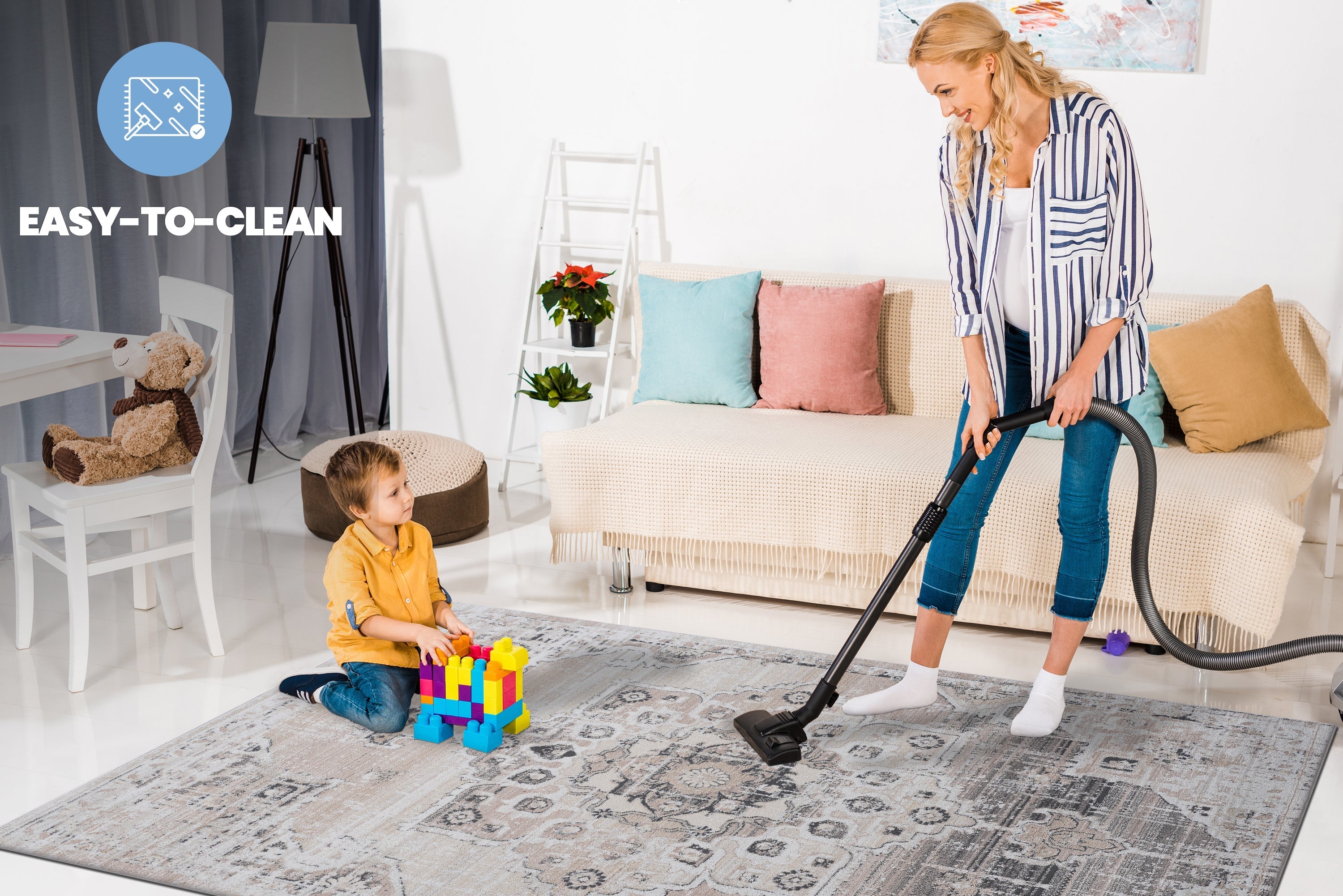 NAAR PAYAS Collection Medallion Non-Shedding  and Stain Resistant Area Rug