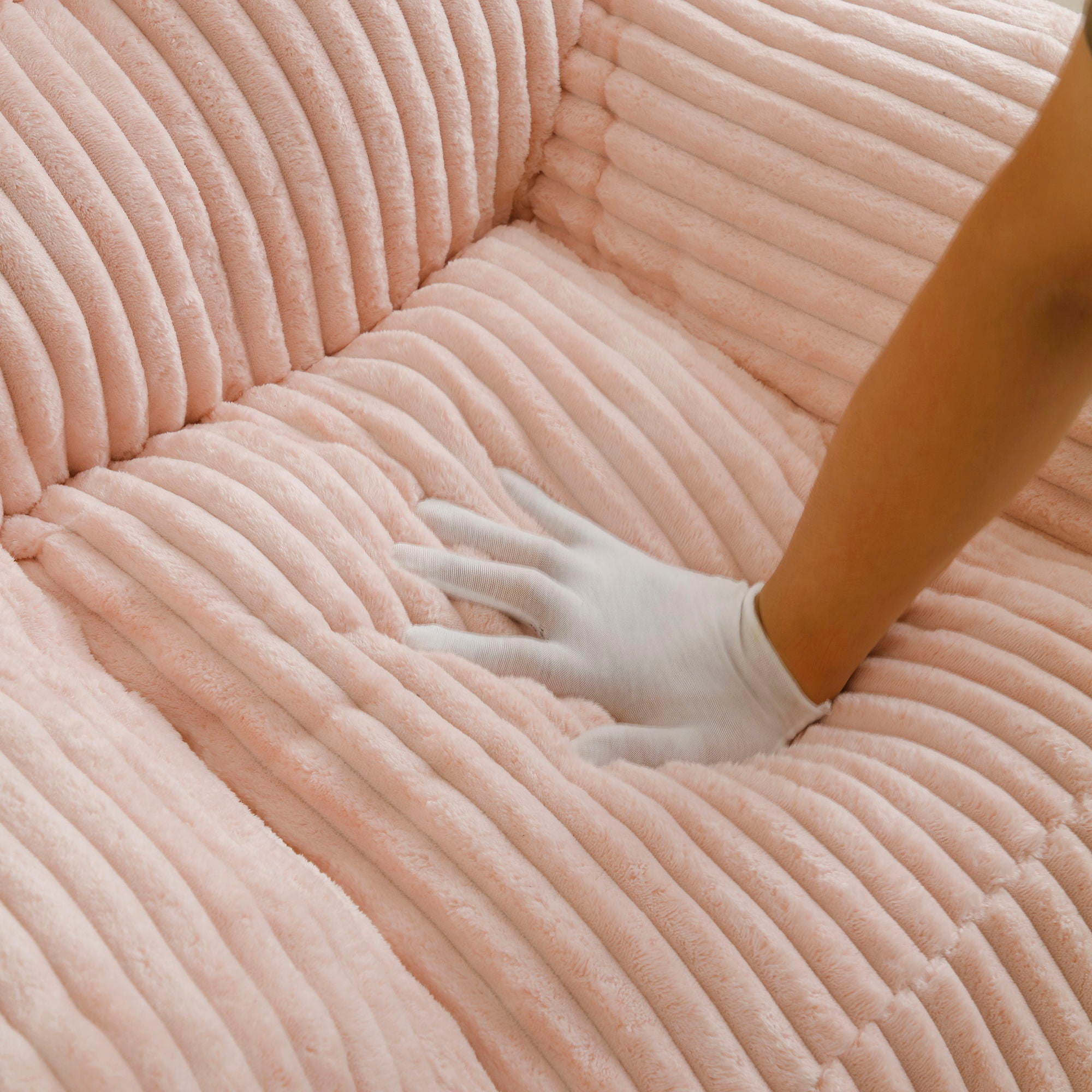 Giant Plush Bean Bag Chair With Armrests And Footstool