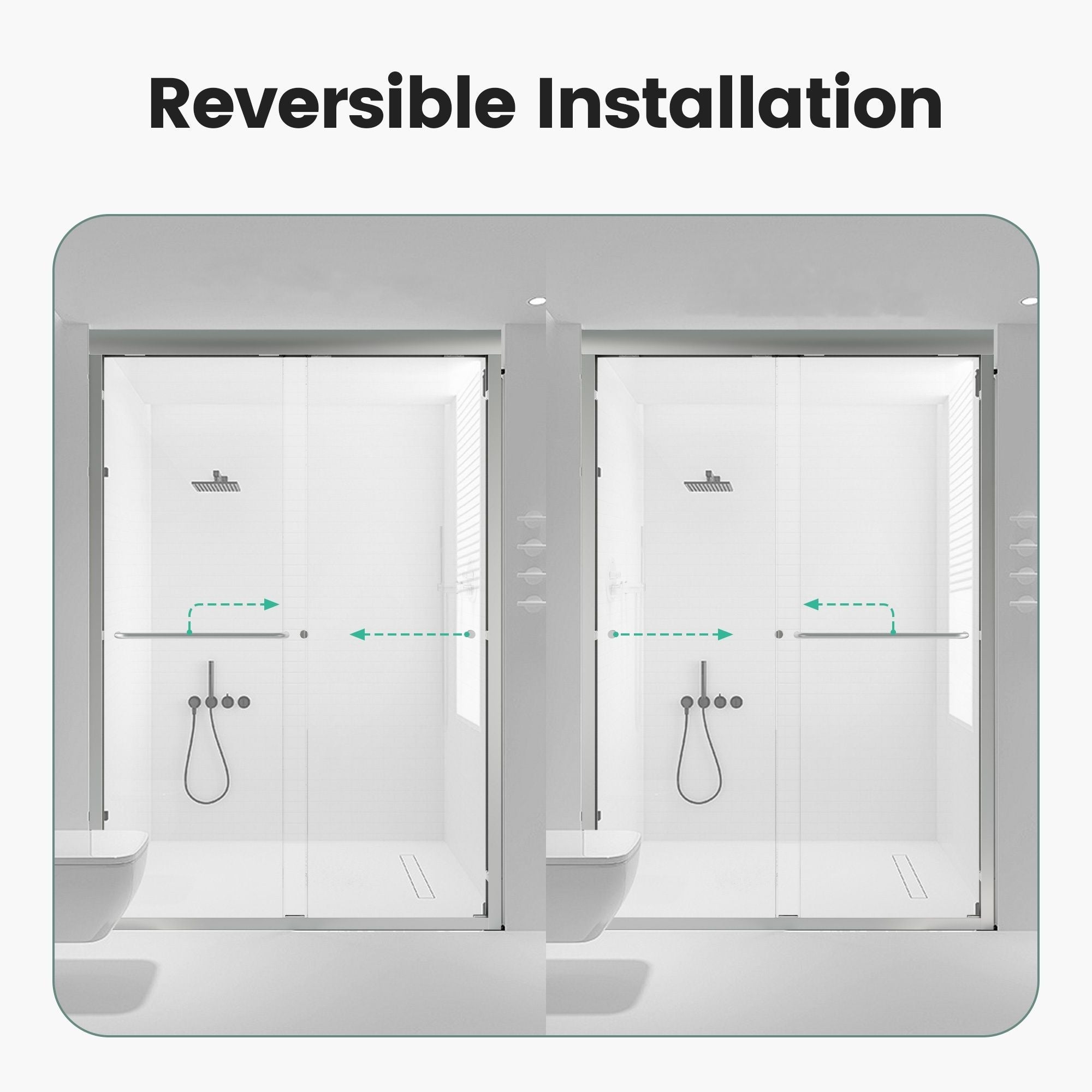 Semi Frameless Double Sliding Shower Door With Tempered Glass