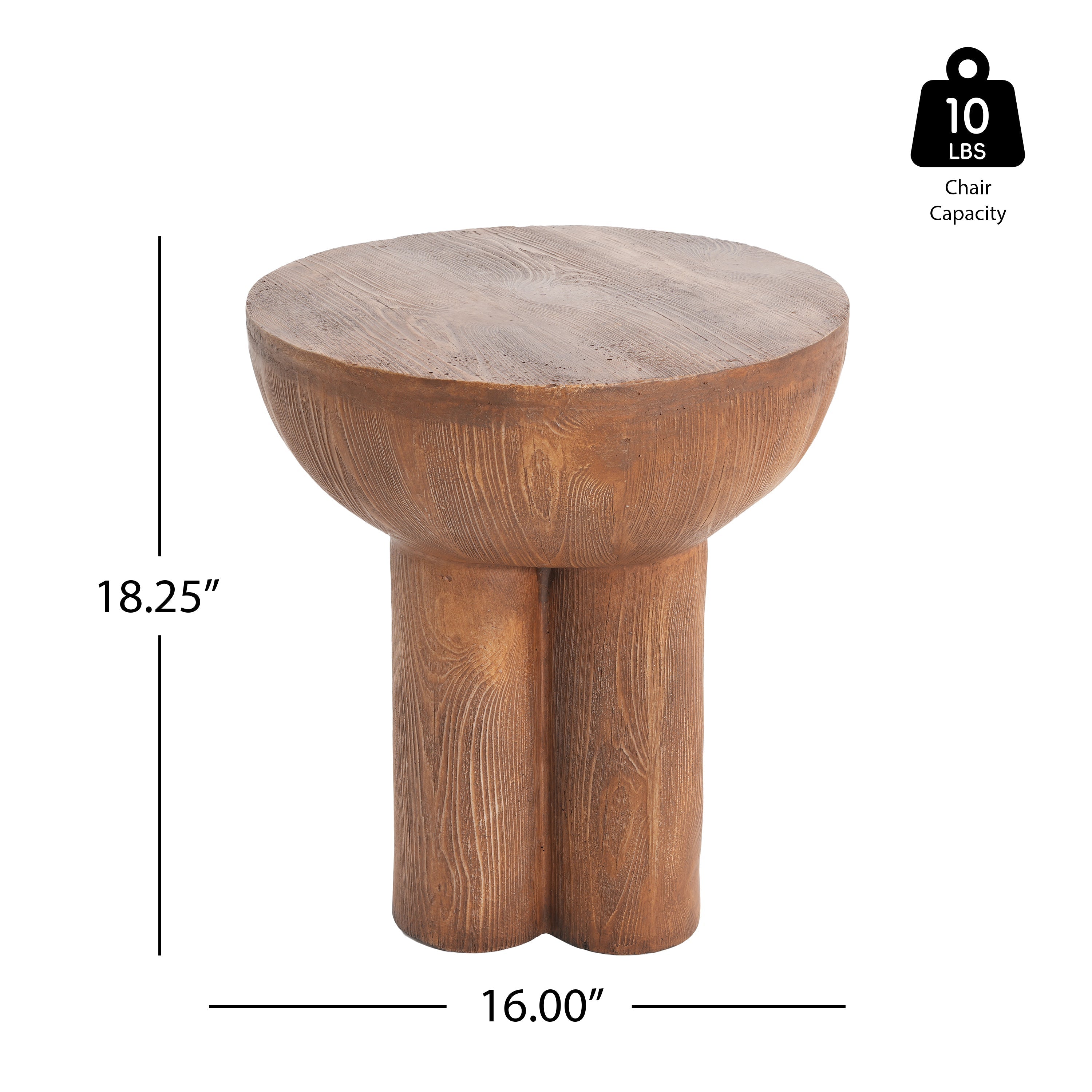 Iris Outdoor Patio Three-Legged Wood-Grain Side Table