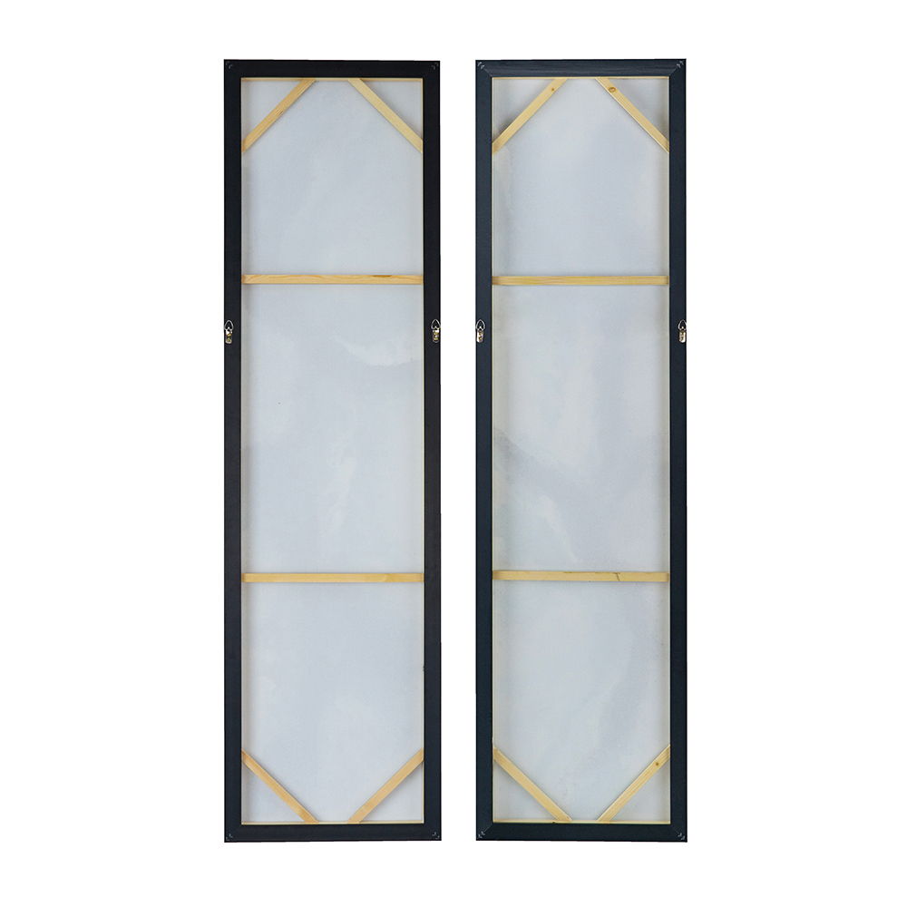 Elongated Modern Abstract Oil Painting, Rectangle Framed Wall Art (Set of 2) - Multicolor