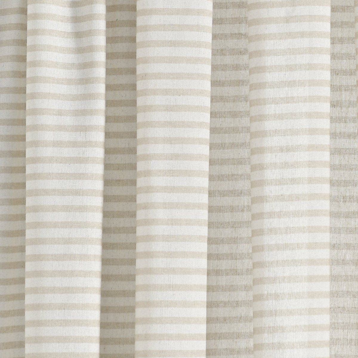 Boho Coastal Horizontal Ticking Stripe Tassel Window Curtain Panel Set