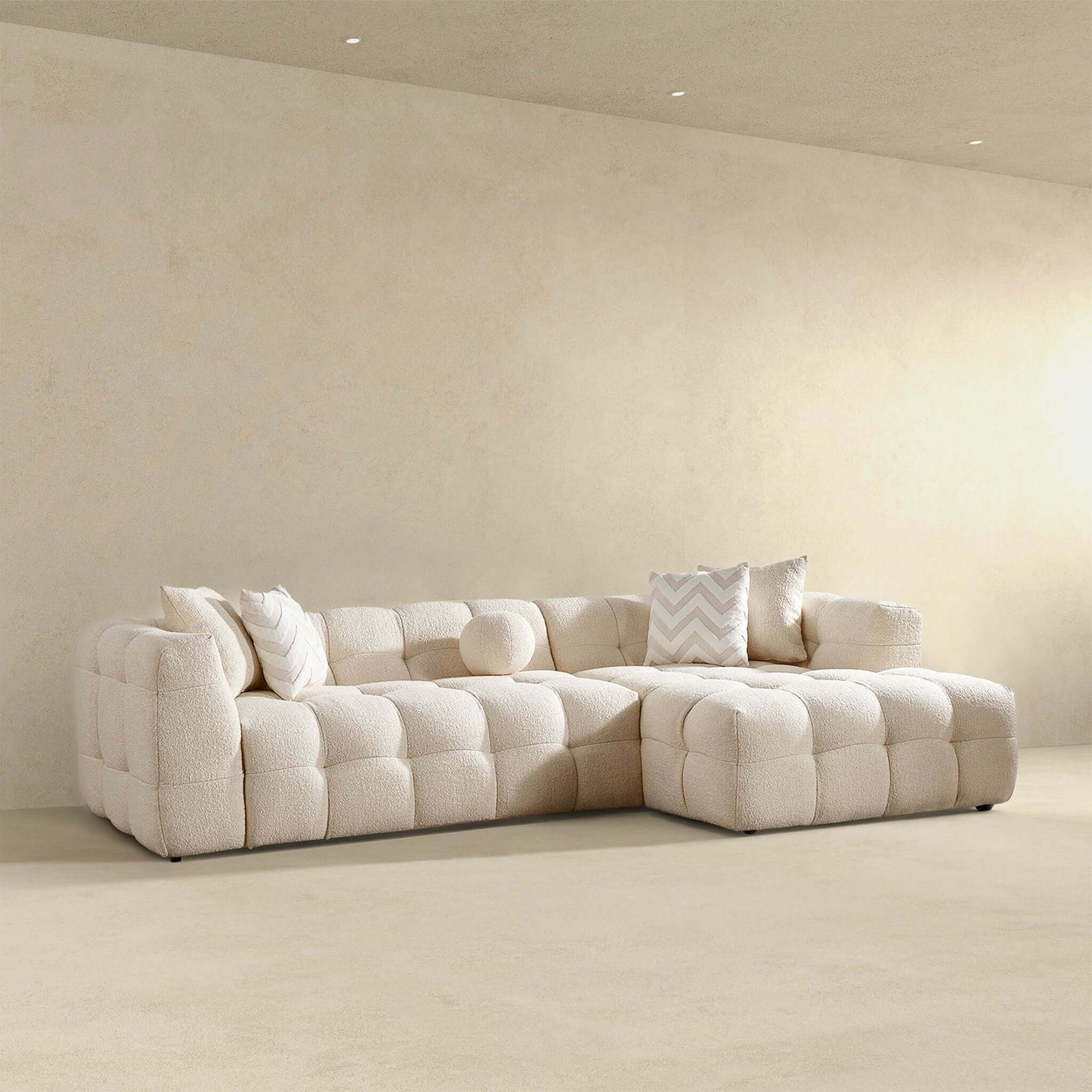 Alana - Tufted Right Sectional Sofa - Ivory