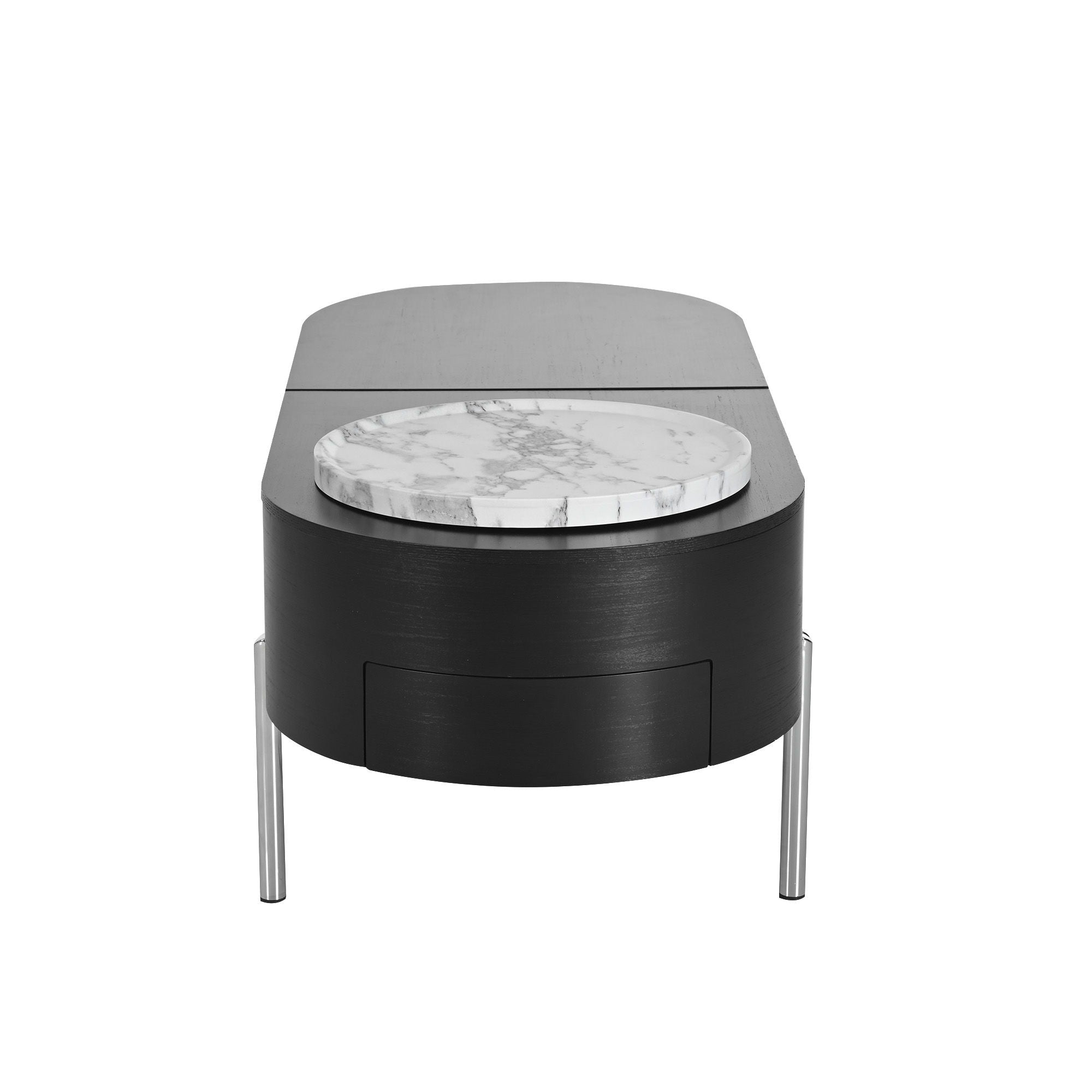 Lift Top Coffee Table With 360 Degree Marble Patterned Rotating Tray