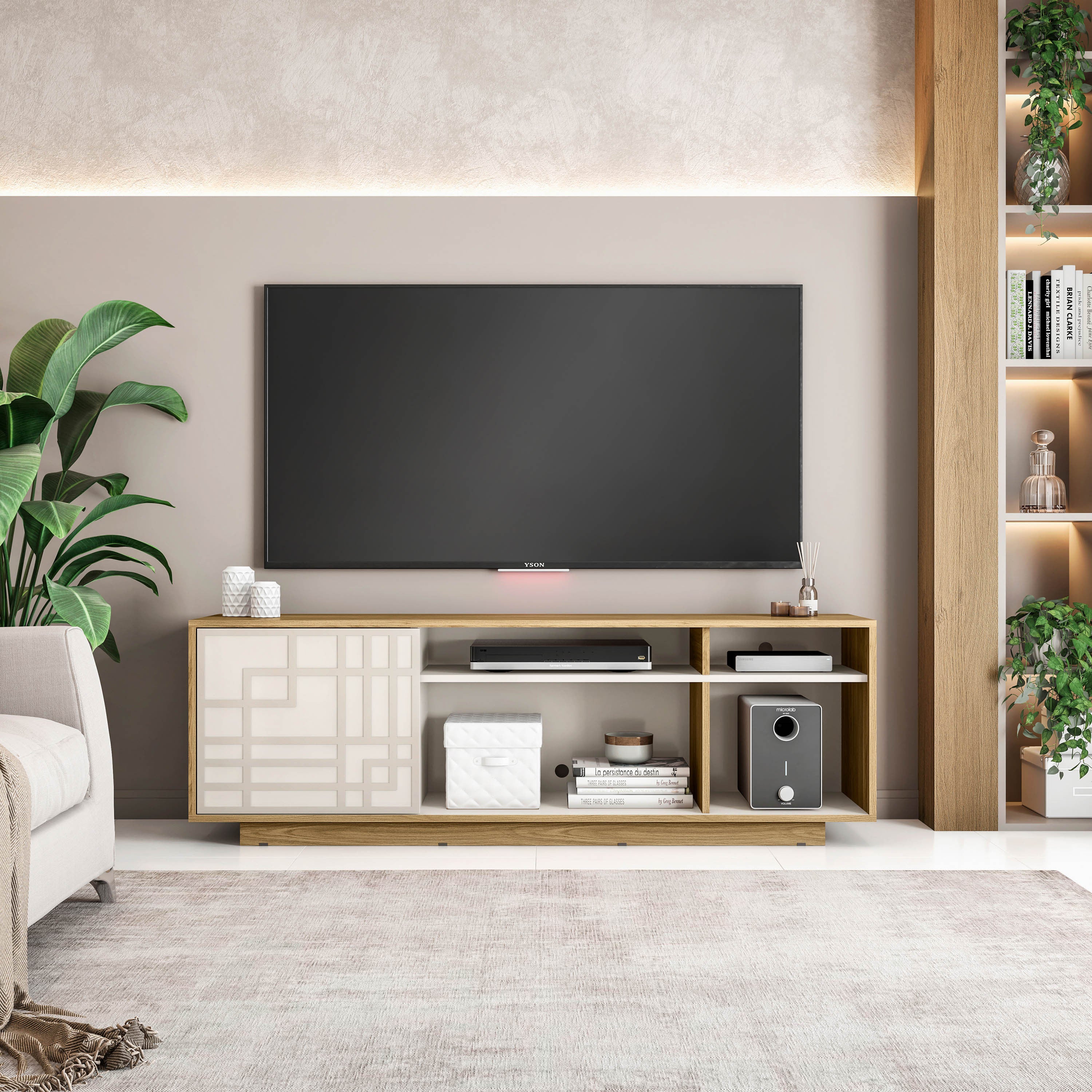 Haven & Co Modern TV Stand Light Oak