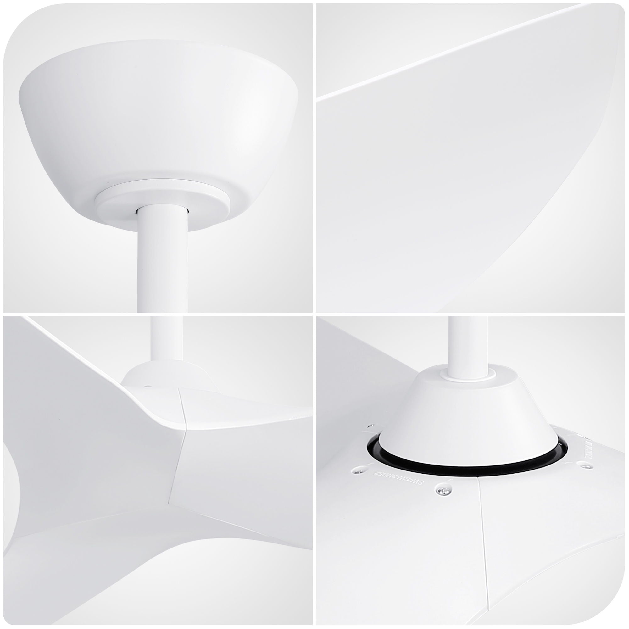 Ceiling Fan Without Light, DC Motor Remote Control Fan For Indoor / Outdoor Use - White