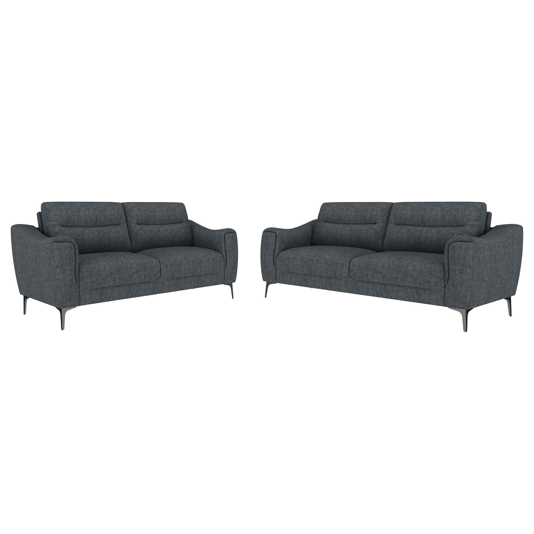 Oberle - 2 Piece Upholstered Sofa Set With Pocket Coil Seating - Charcoal