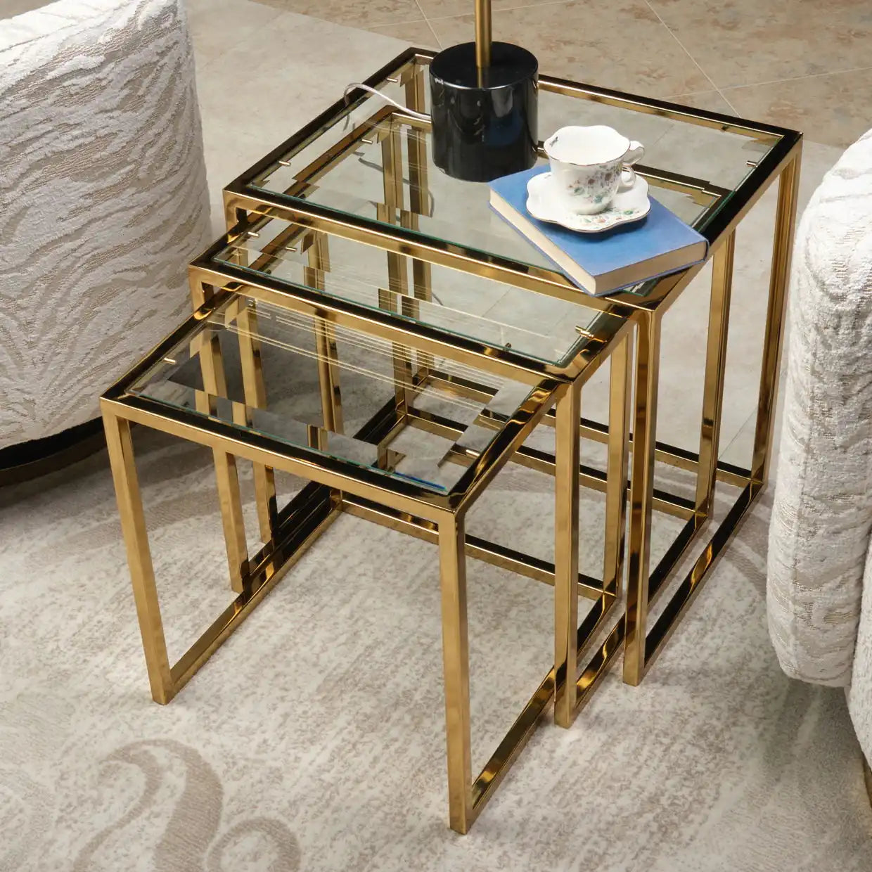 Savannah Breeze - Nesting Tables (Set of 3) - Bright Gold