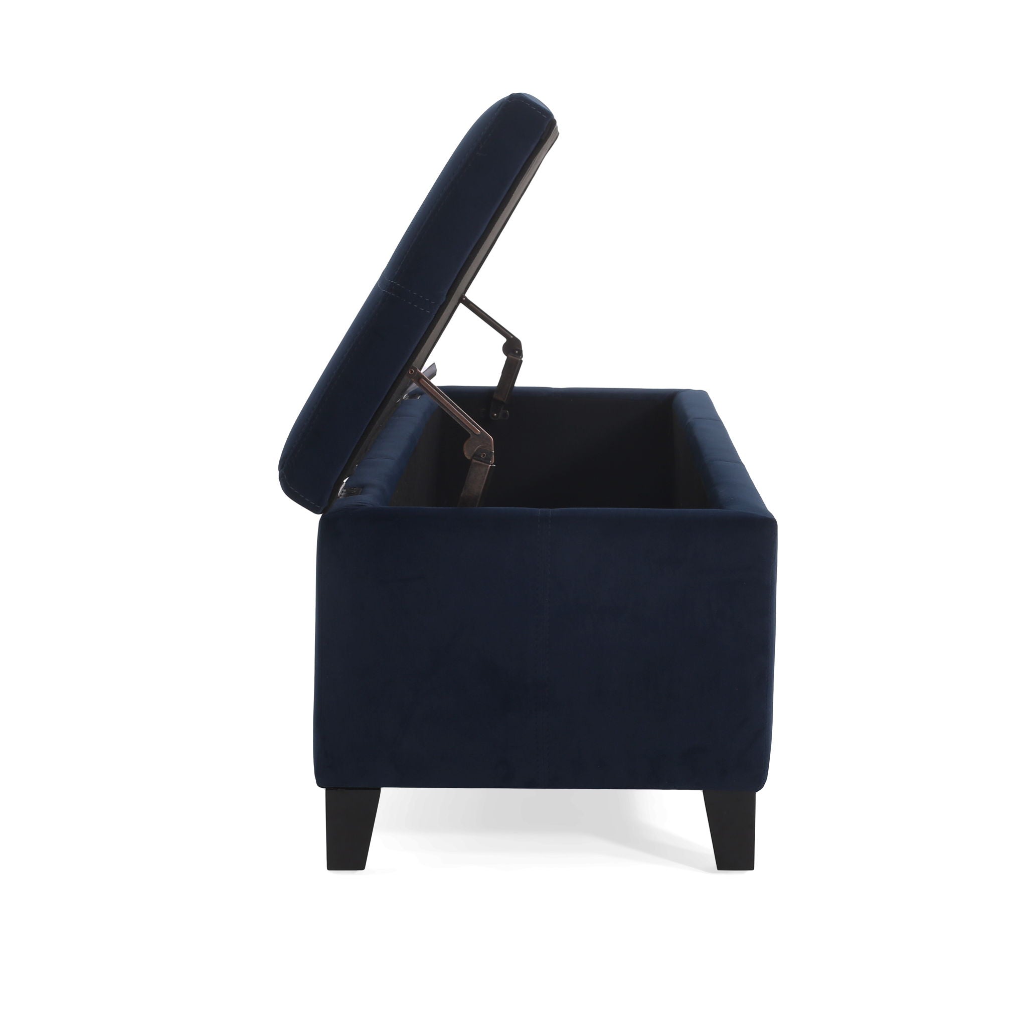 Velvet Storage Bench, Upholstered End Of Bed, Storage Ottoman Benches, Fabric Ottoman Bench With Large Storage Space For Living Room Entryway Bedroom - Dark Blue