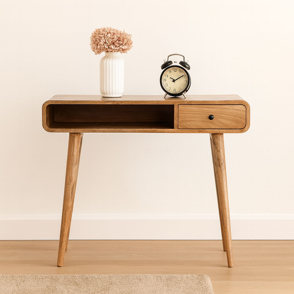 Curved Writing Desk - Oak - Best Buy Furniture