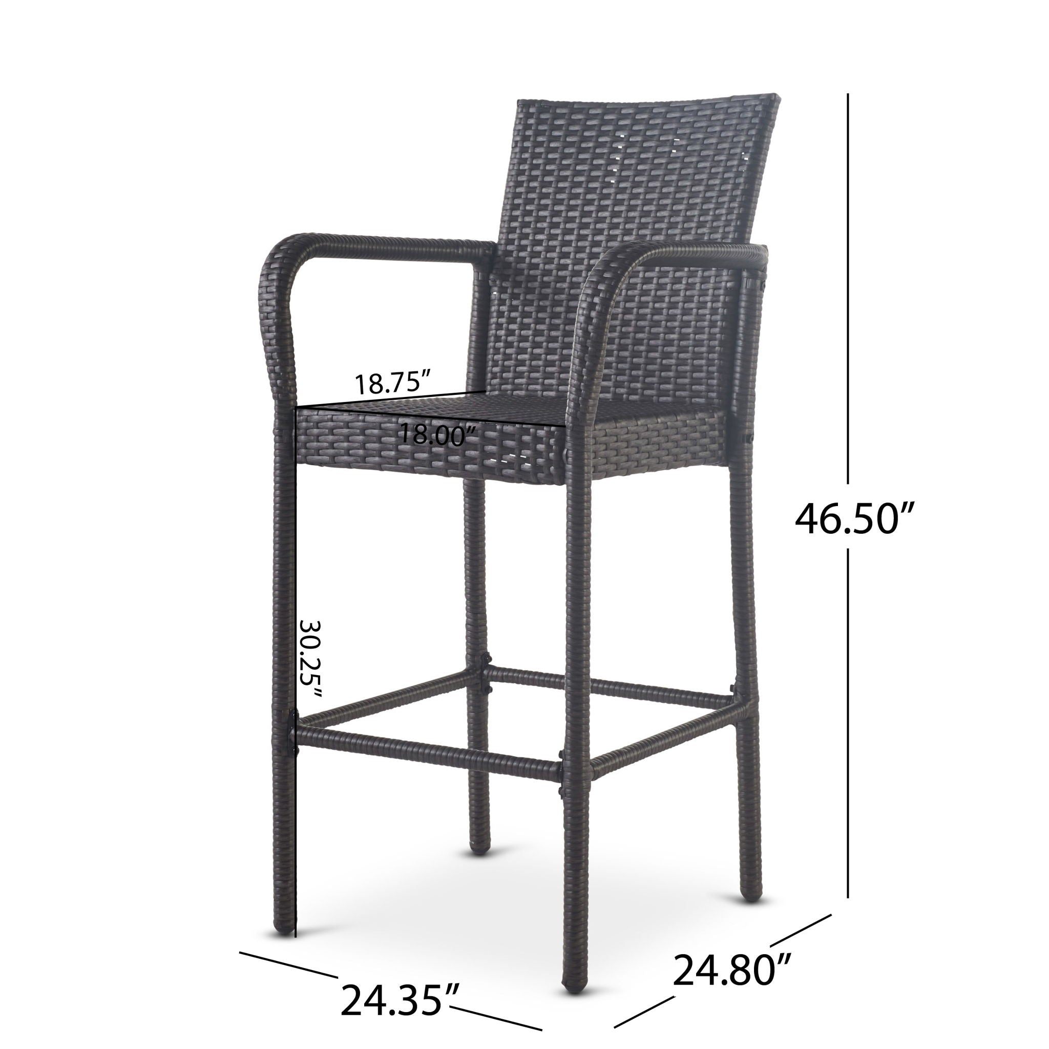 Outdoor Wicker Barstools With Rattan And Iron Frame