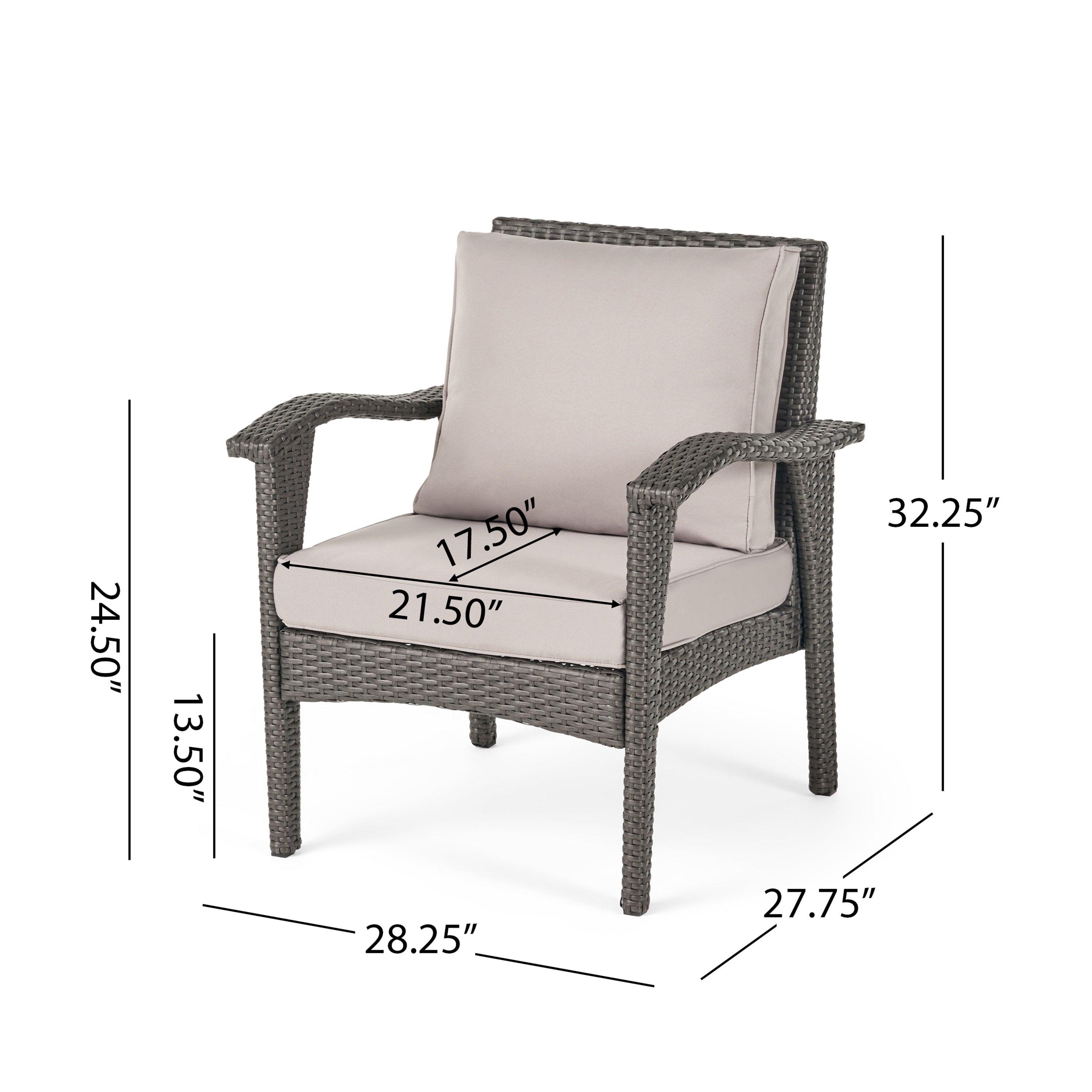 Honolulu Grey Club Chair Set of 2
