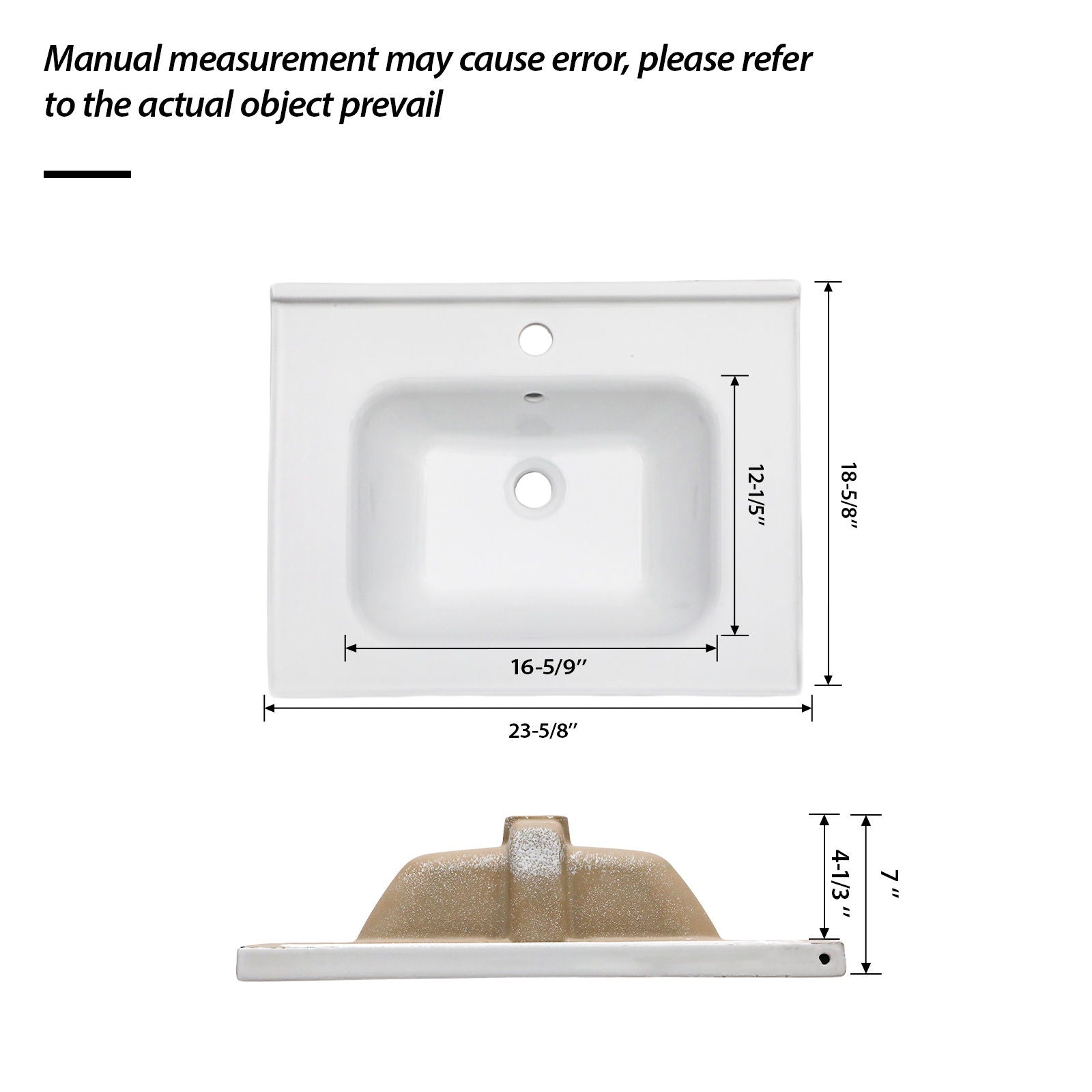 Rectangular Single Vanity Top With 1 Faucet Hole And Overflow Ceramic