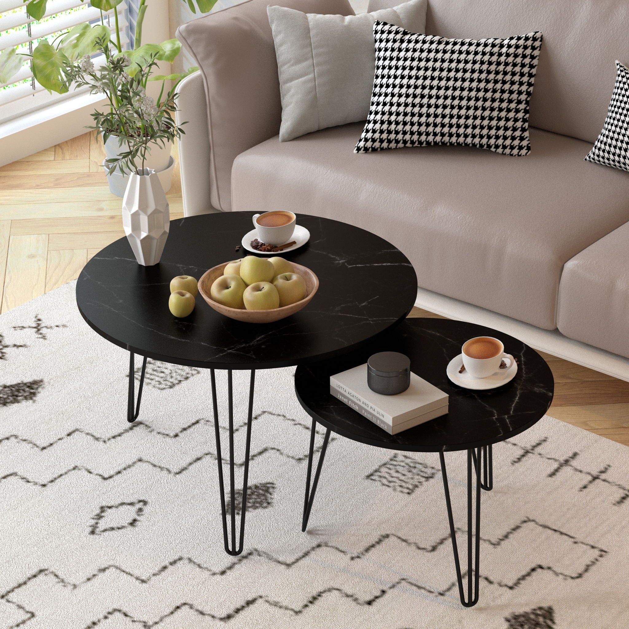 Round Nesting Coffee Table For Living Room (Set of 2)