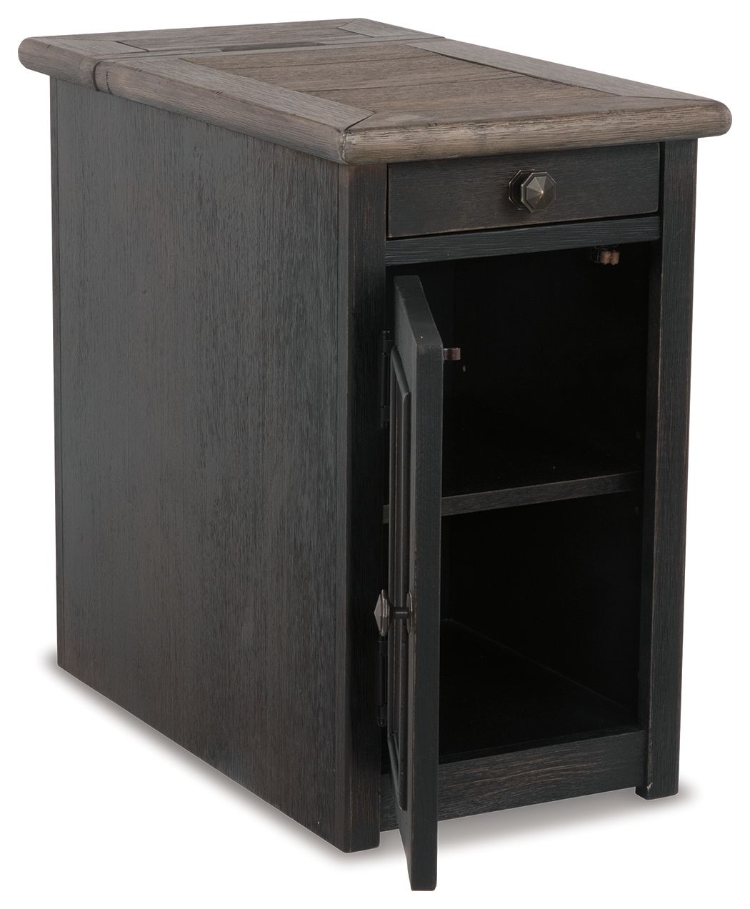 Tyler Creek - Chair Side End Table - Grayish Brown / Black - Best Buy Furniture