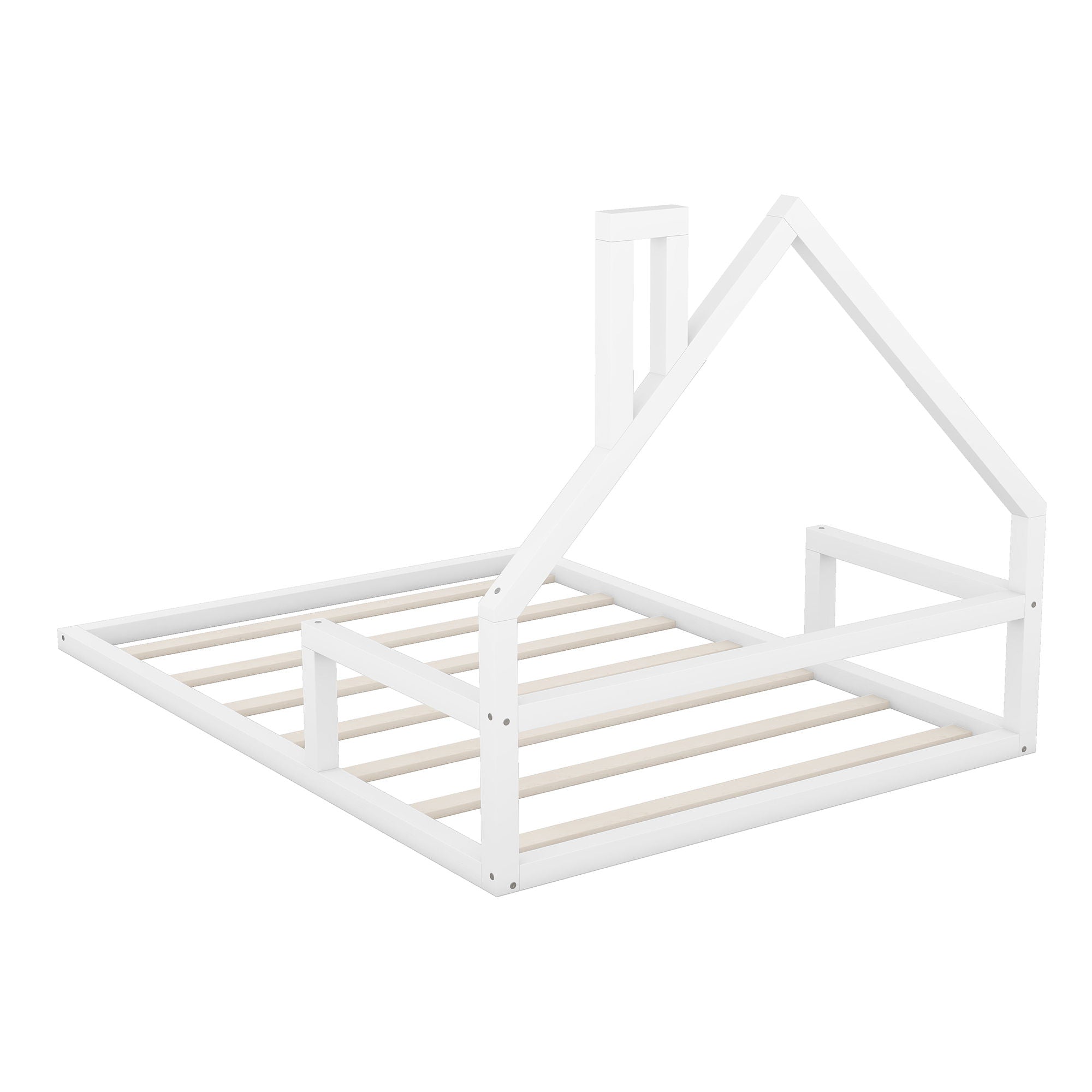 Elegant Floor Bed With House Shaped Headboard