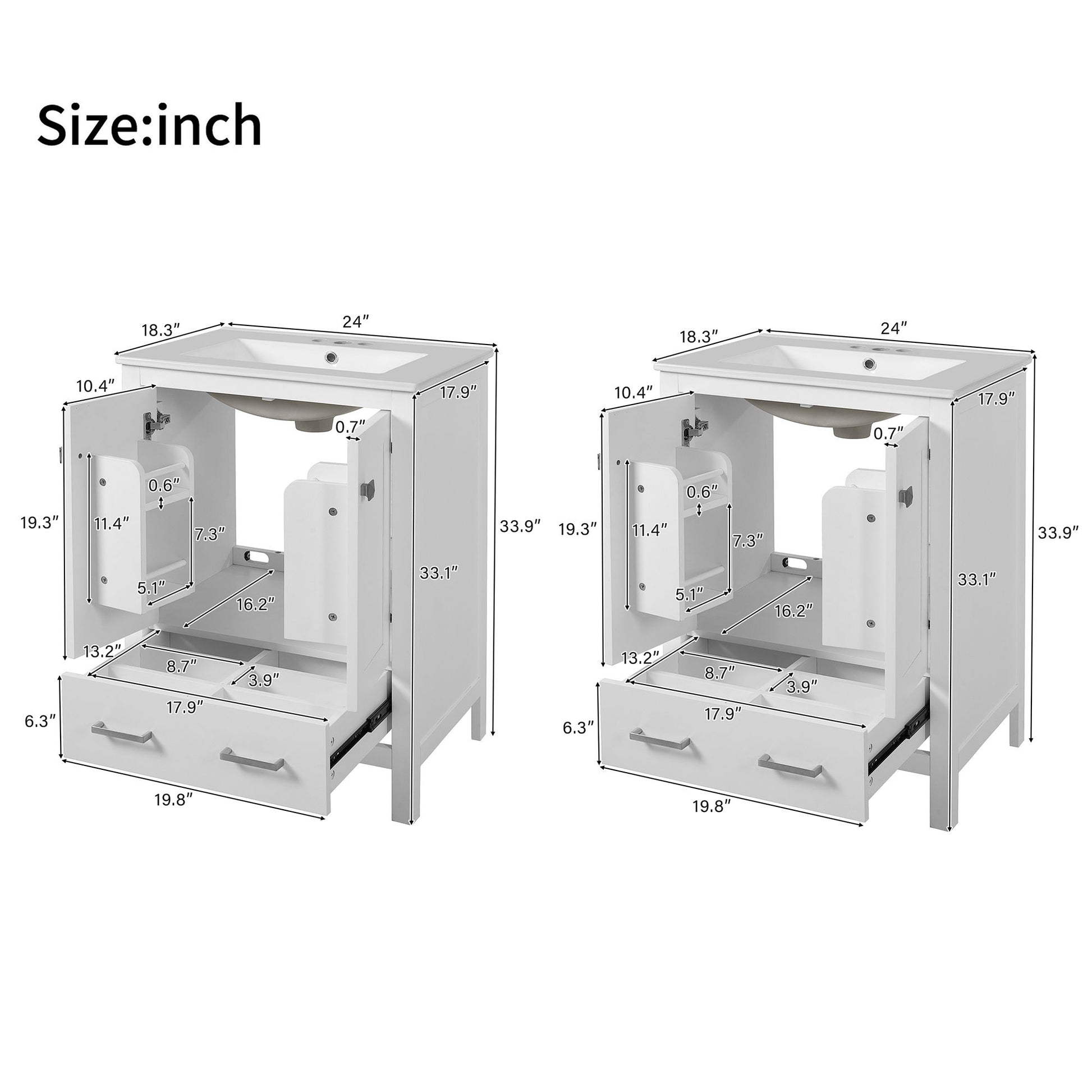 Bathroom Vanity With Integrated Undermount Ceramic Sink, 2 Doors And 1 Drawer, Soft Close Hinges - Best Buy Furniture