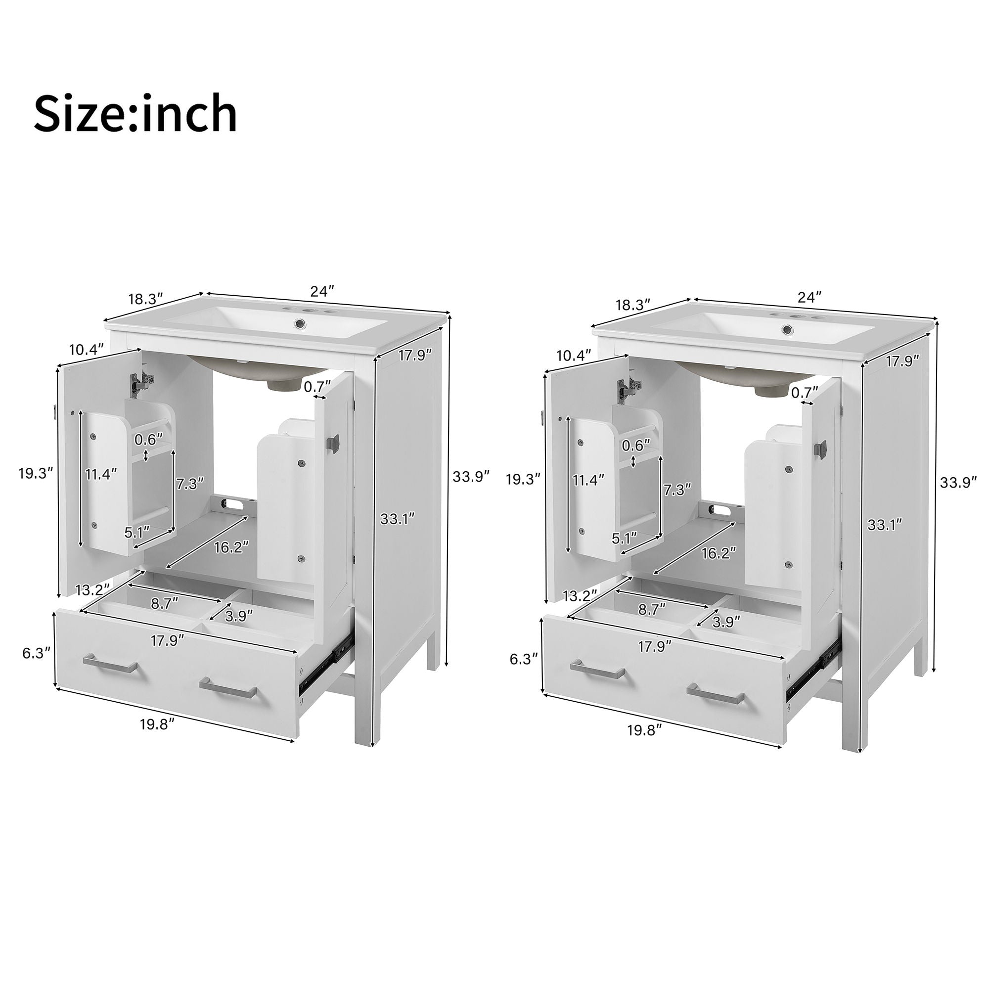 Bathroom Vanity With Integrated Undermount Ceramic Sink, 2 Doors And 1 Drawer, Soft Close Hinges - Best Buy Furniture
