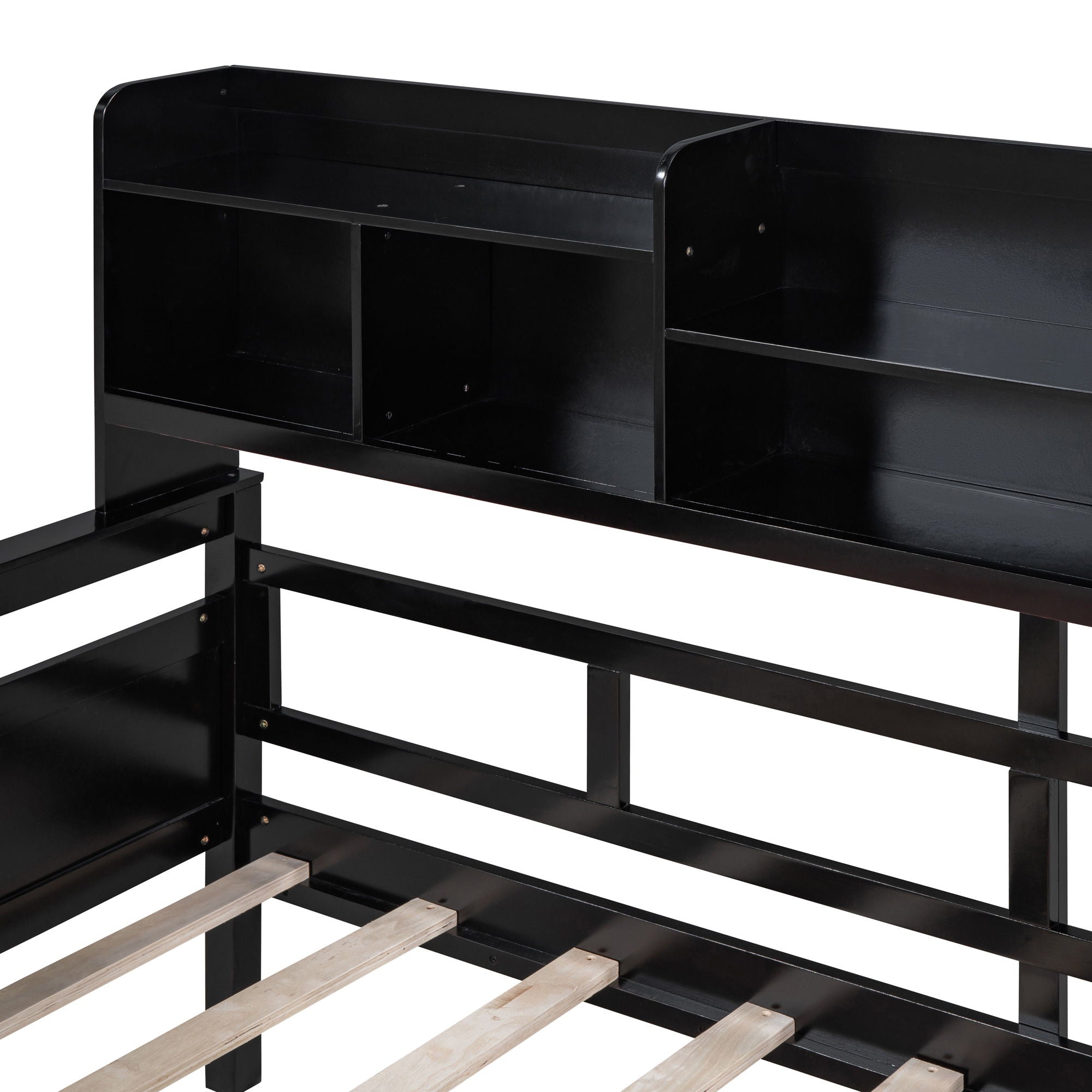 Daybed, Wood Slat Support, With Bedside Shelves And Two Drawers