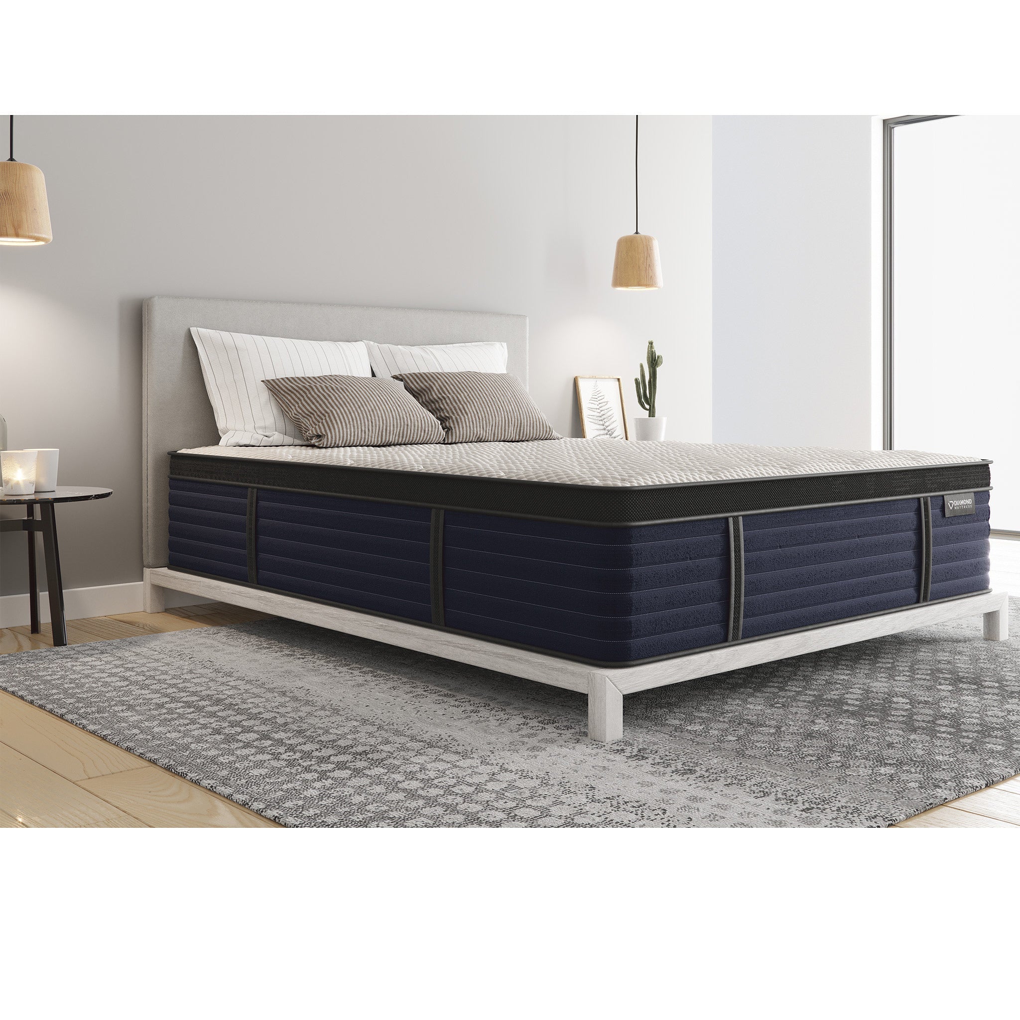 Diamond Hughes King Size Latex Hybrid Mattress with Euro-Top 14.5 Inch Medium Feel