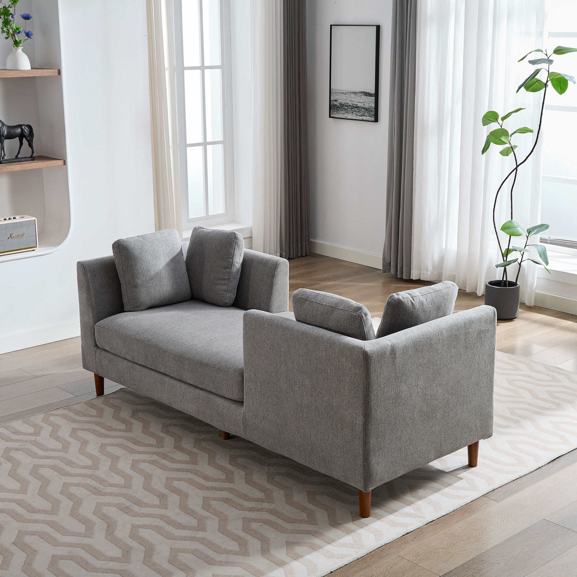 Wide Modern Double Sided Upholstered Chaise Lounge