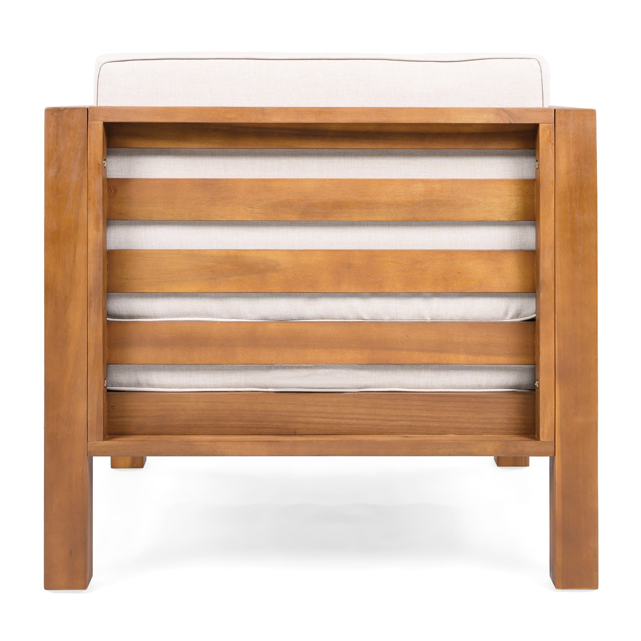 Outdoor Club Chair & Rope Arm And Cushions - Beige / Teak