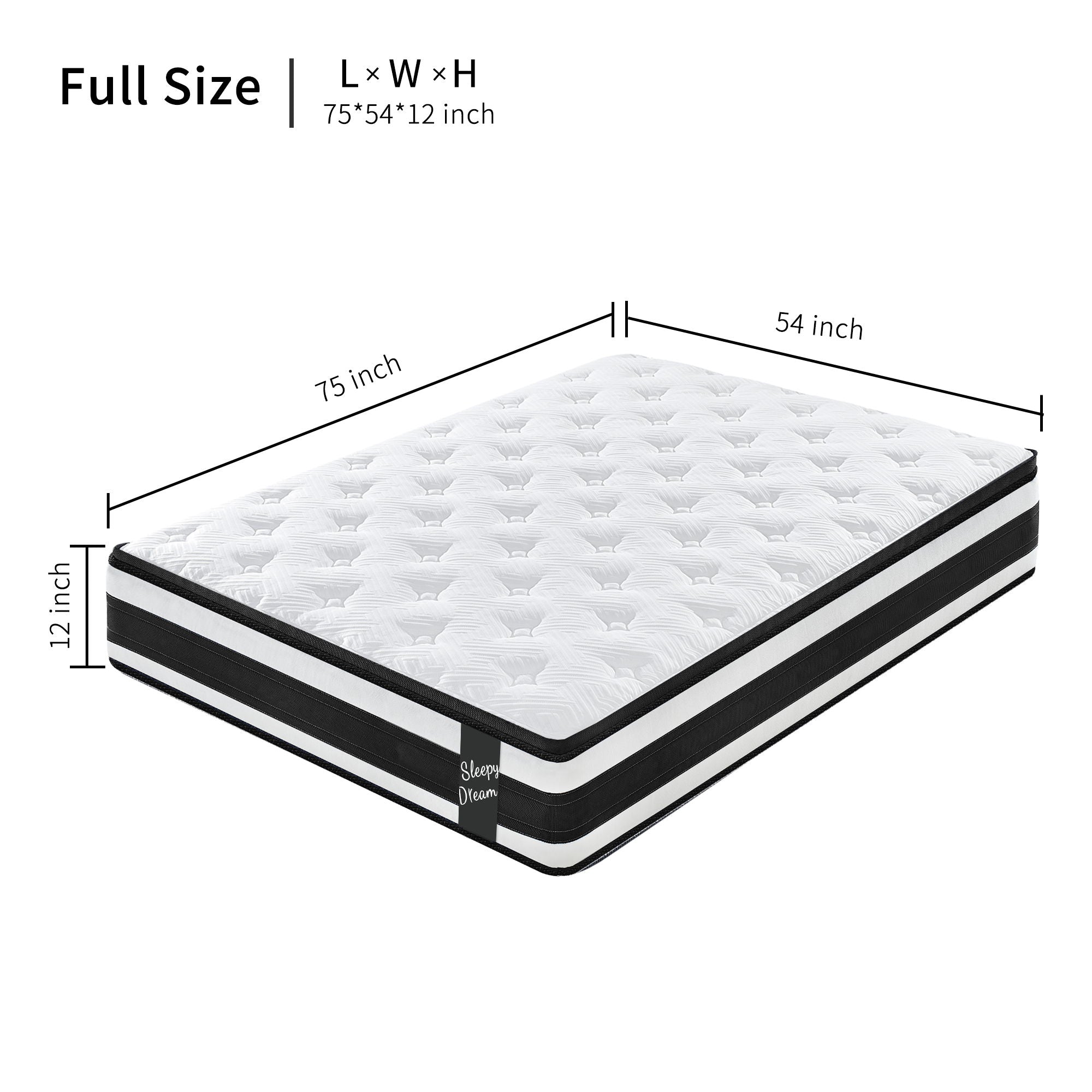 12" Breathable Hybrid Mattress, Memory Foam, Individual Pocket Springs