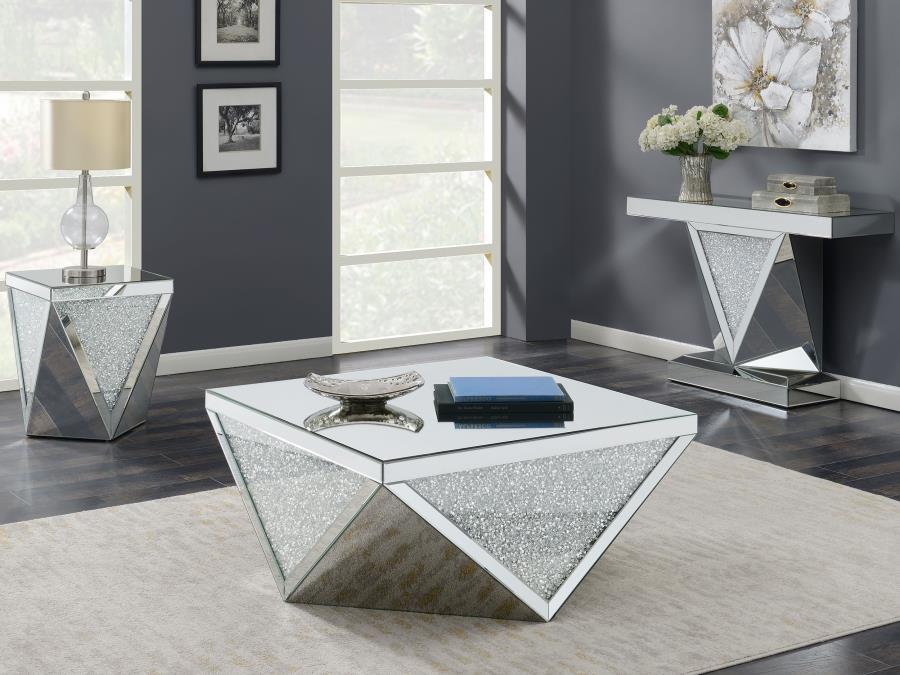 Amore - Mirrored Acrylic Entryway Sofa Console Table - Silver