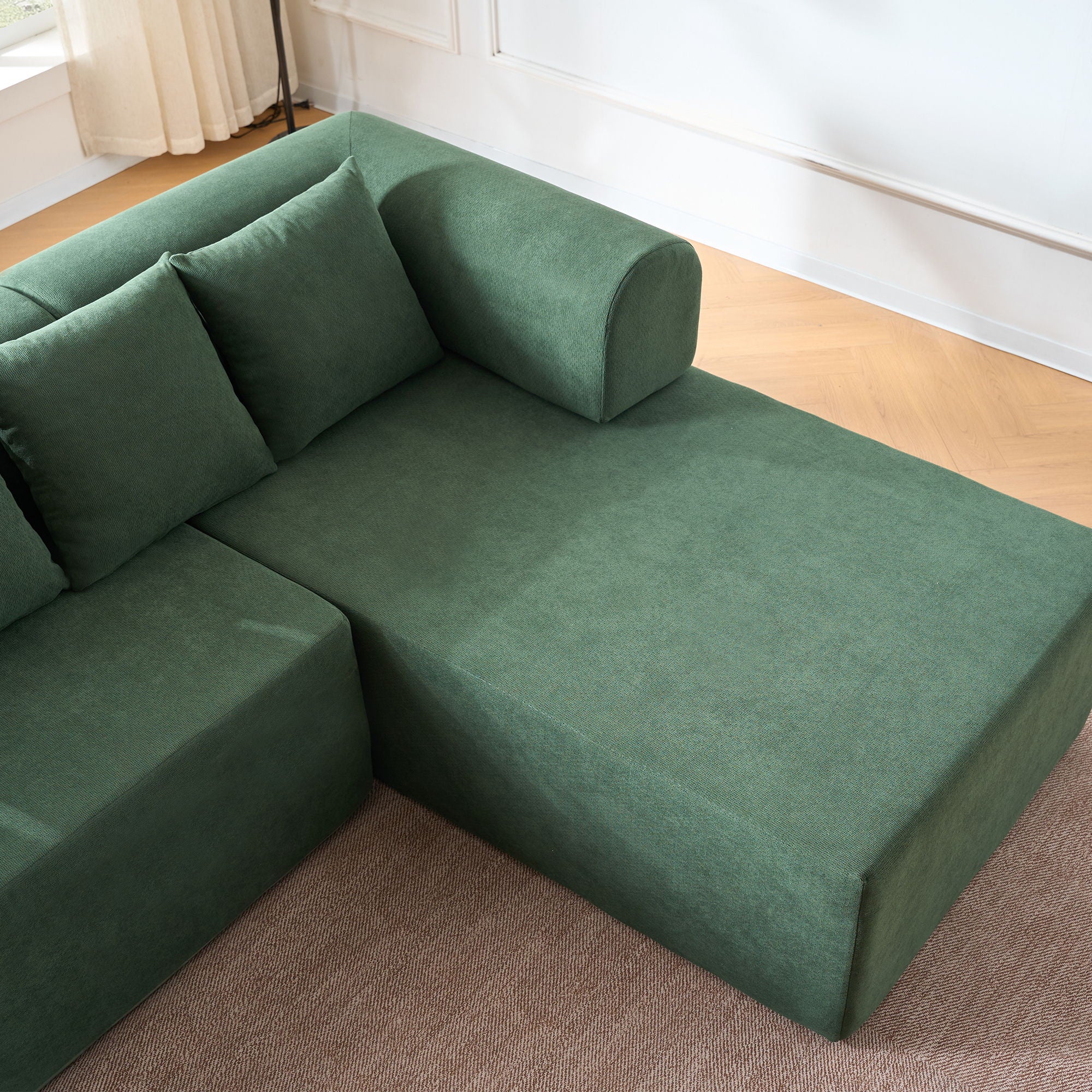 Modular L-Shaped Sectional Sofa With Deep Seat, Movable Chaise & 5 Pillows