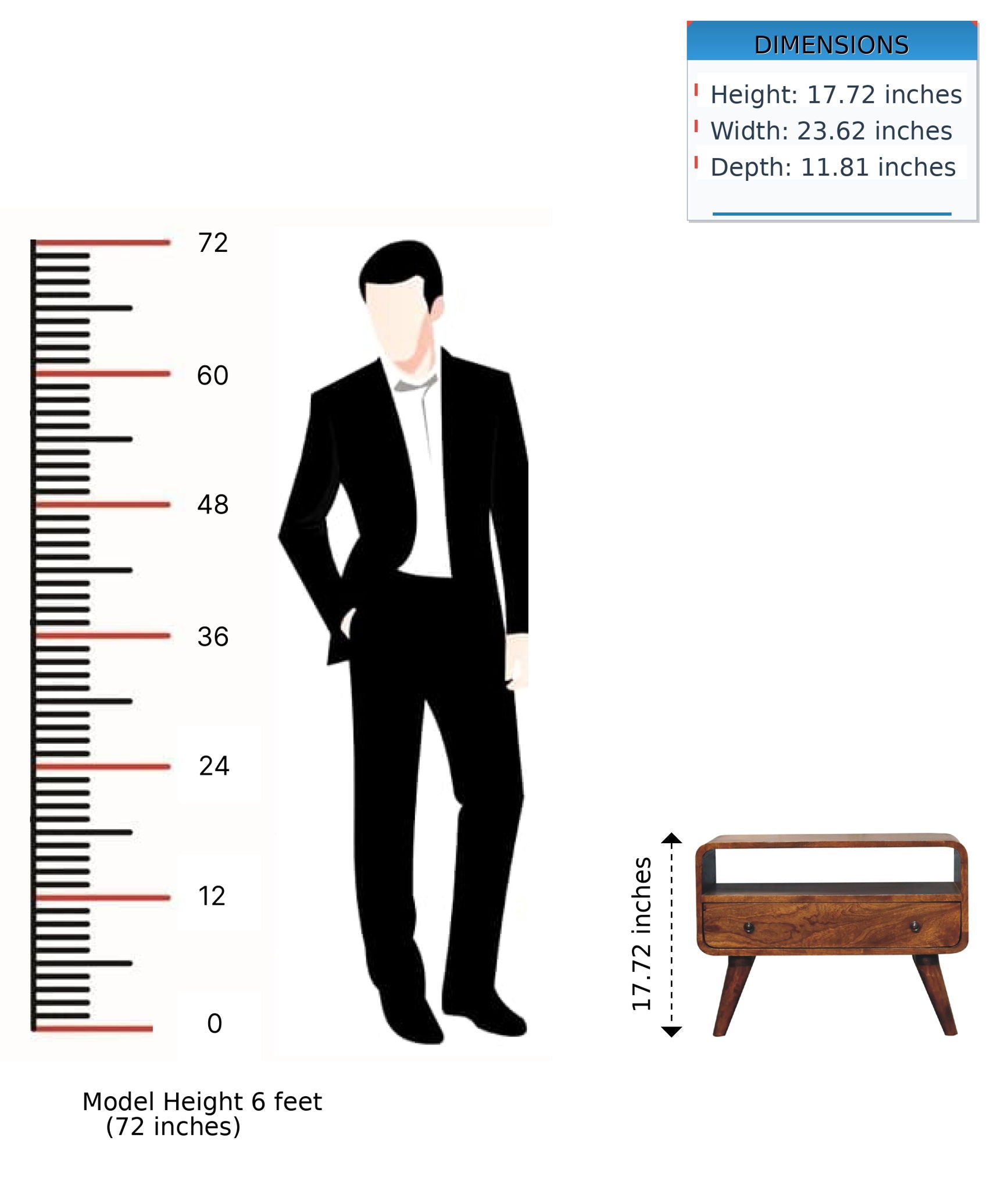 Mini Curved Media Unit - Chestnut