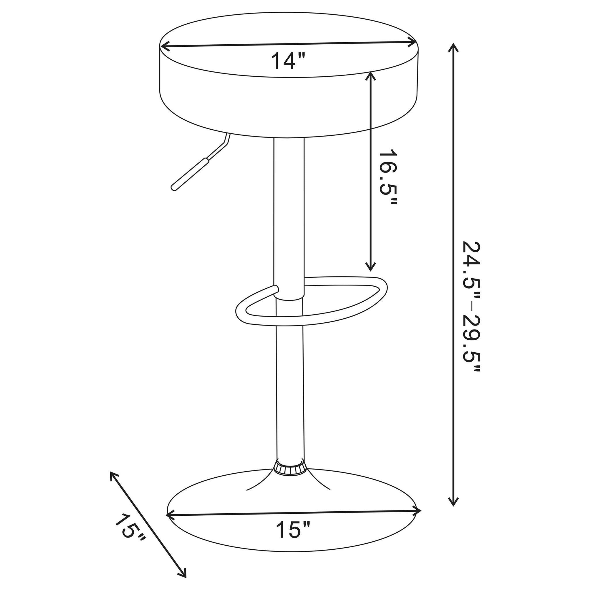 Adjustable Hydraulic Bar Stool With Base And Padded Seat - Black / Silver
