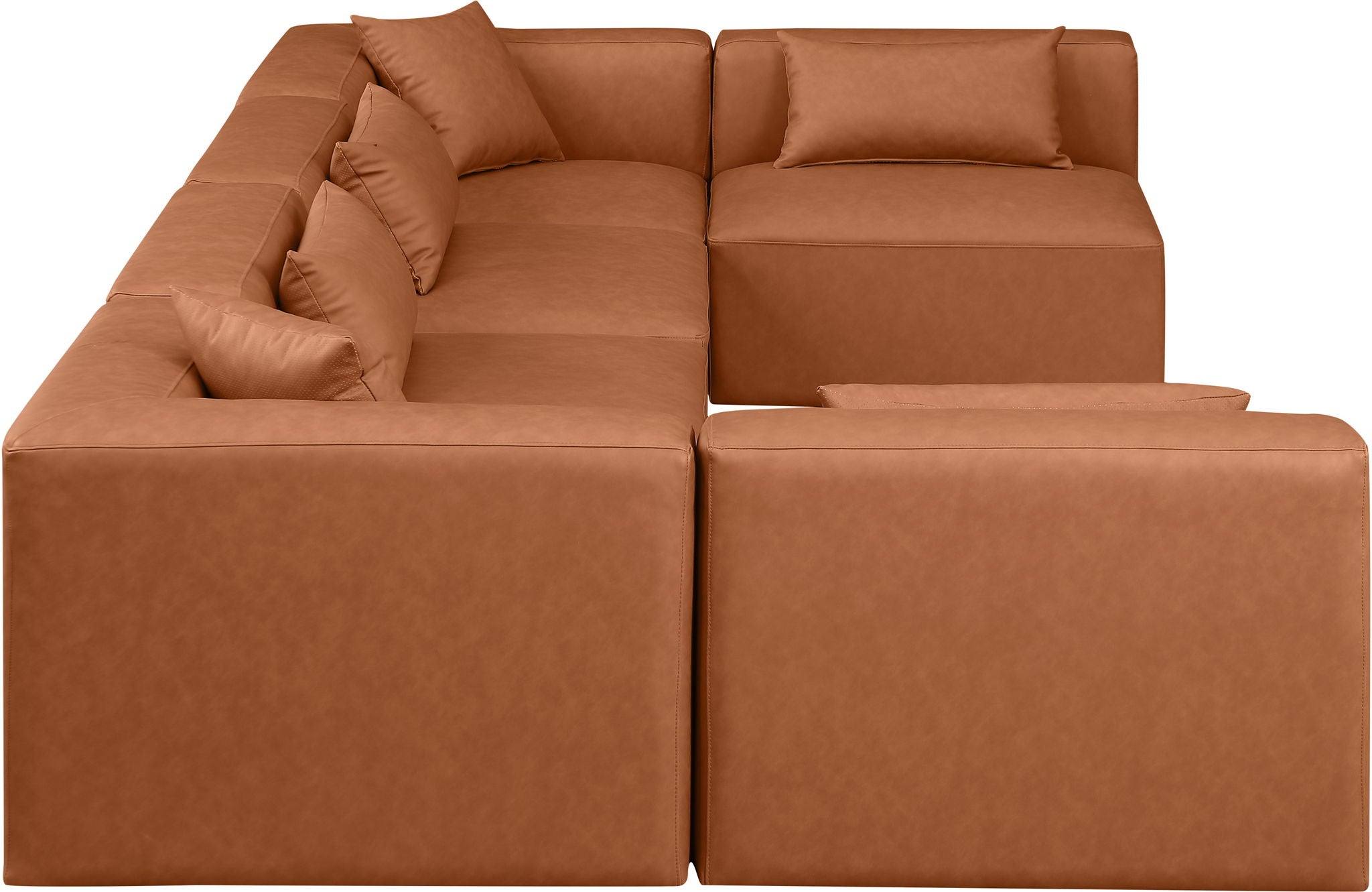 Cube - 6 Piece Modular Armless Sectional - Cognac