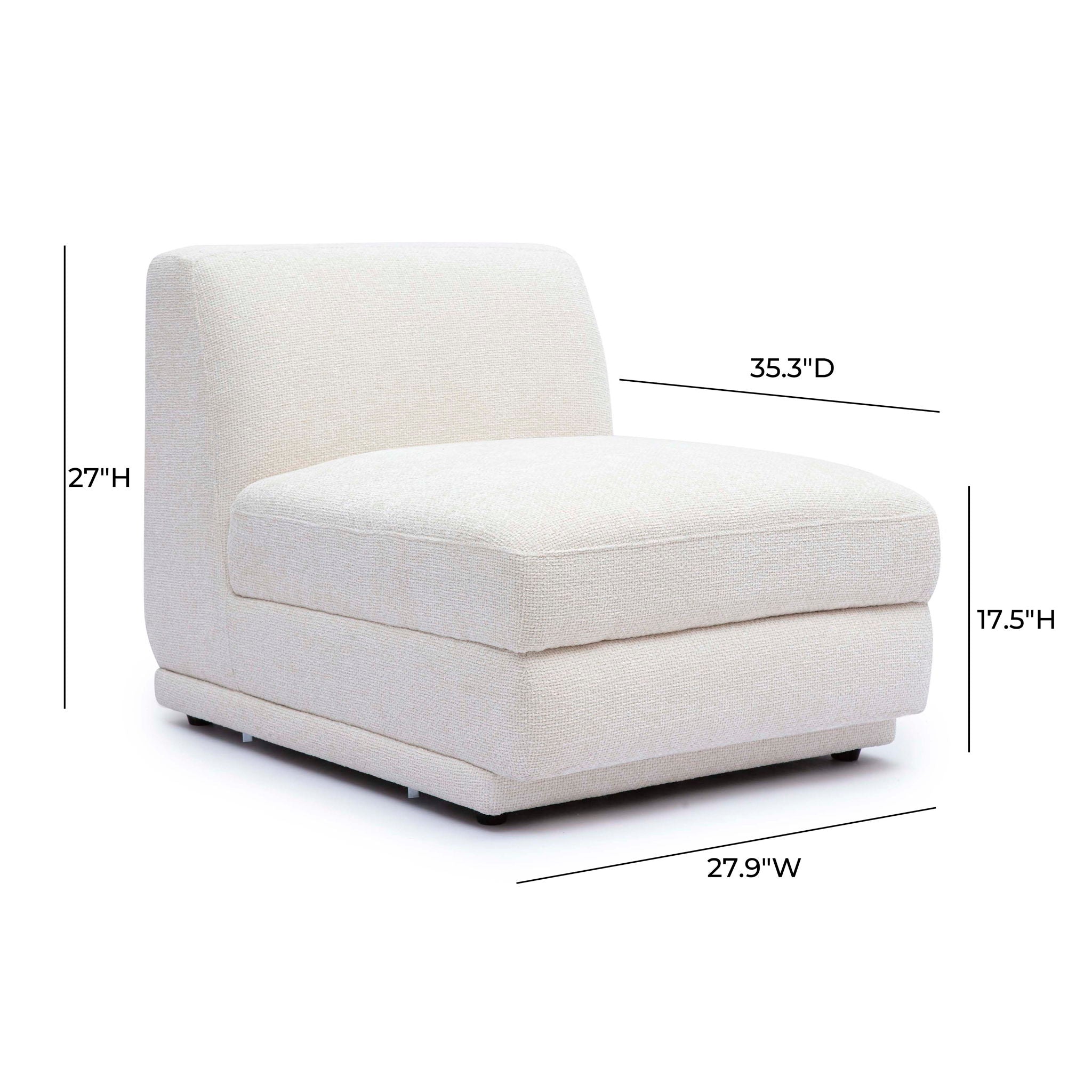 Perry - Modular Armless Chair - Cream