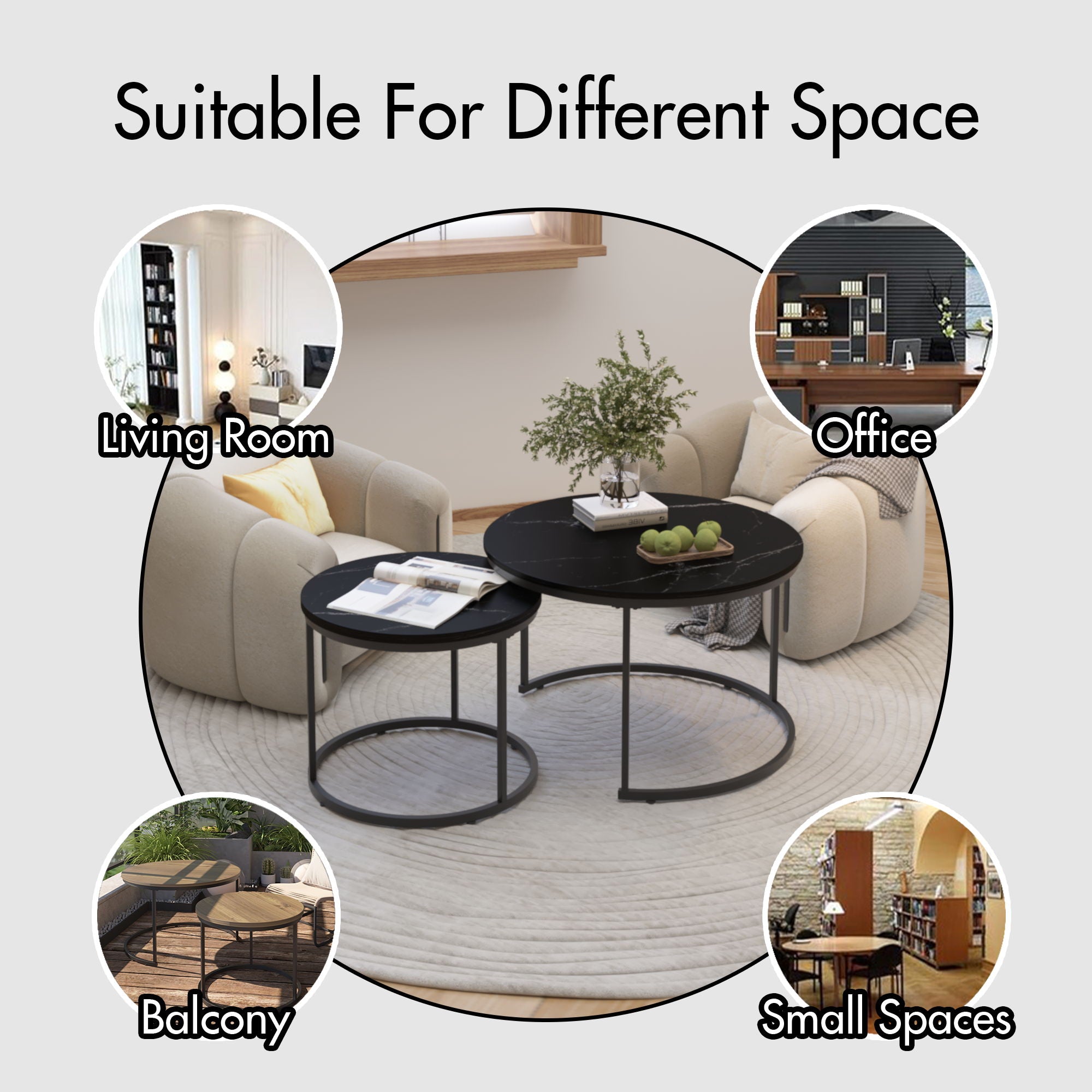 Round Nesting Coffee Table (Set of 2)