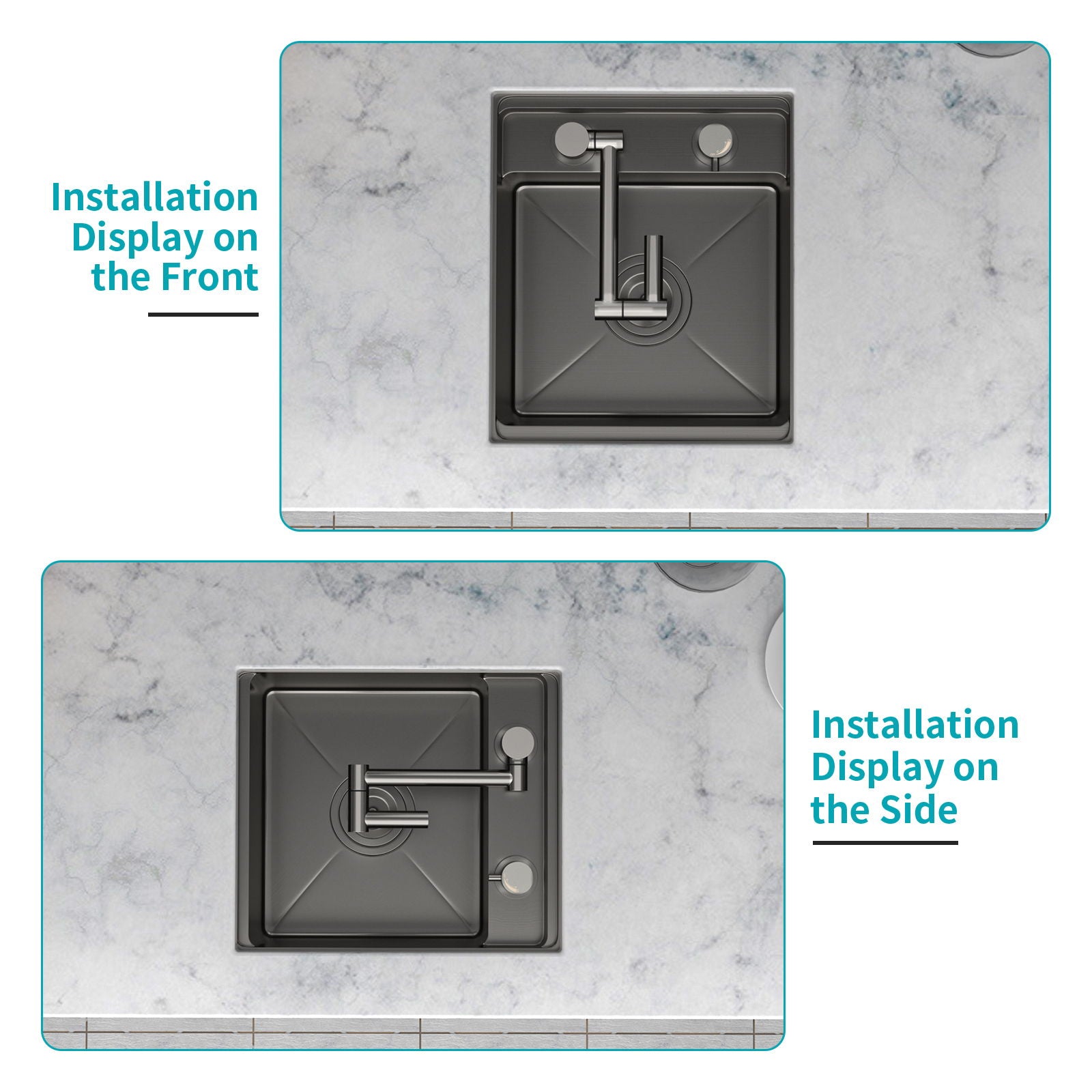 Modern Undermount Bar Sink With Folding Faucet