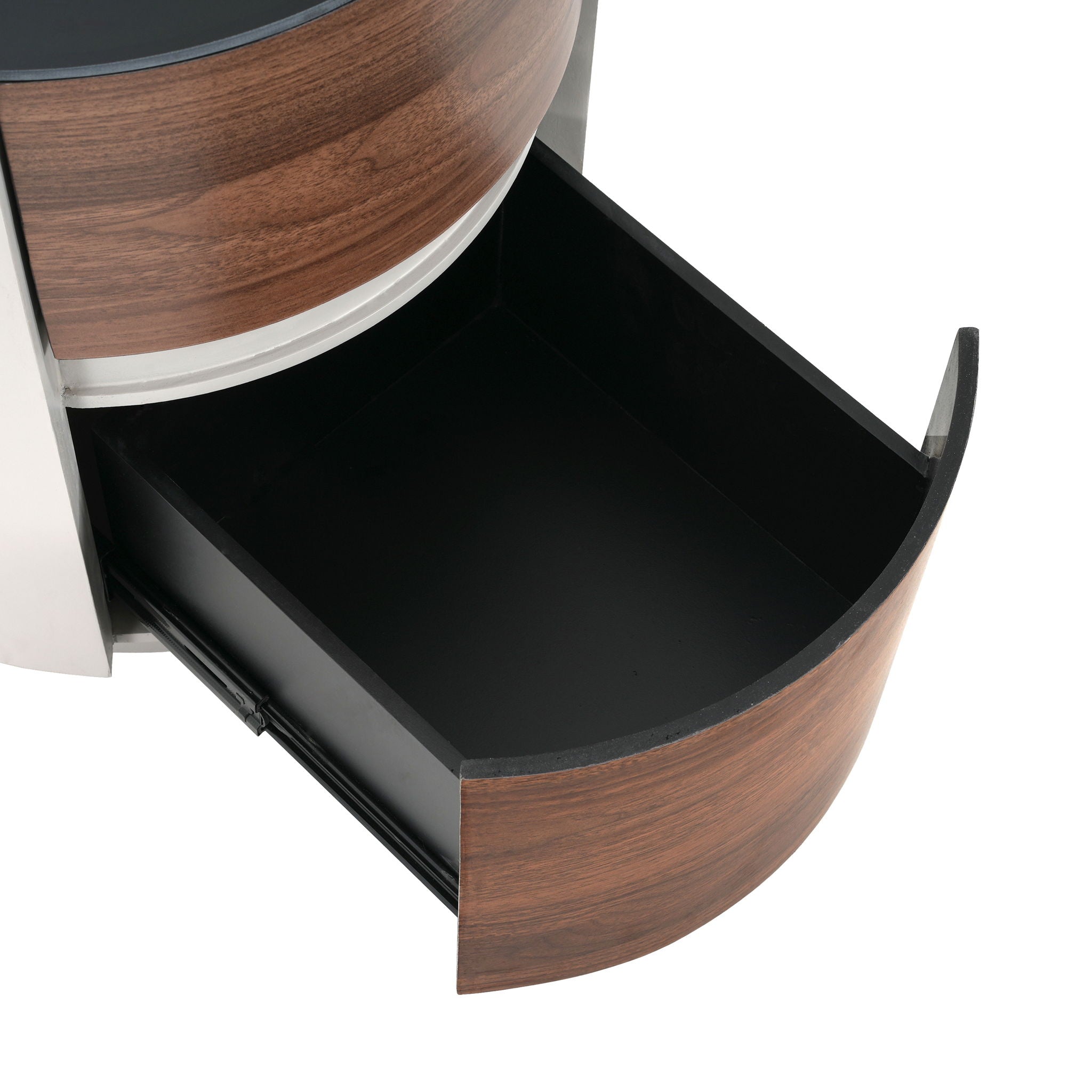 Italian Retro Double Storage Round Side Table - Gray Brown