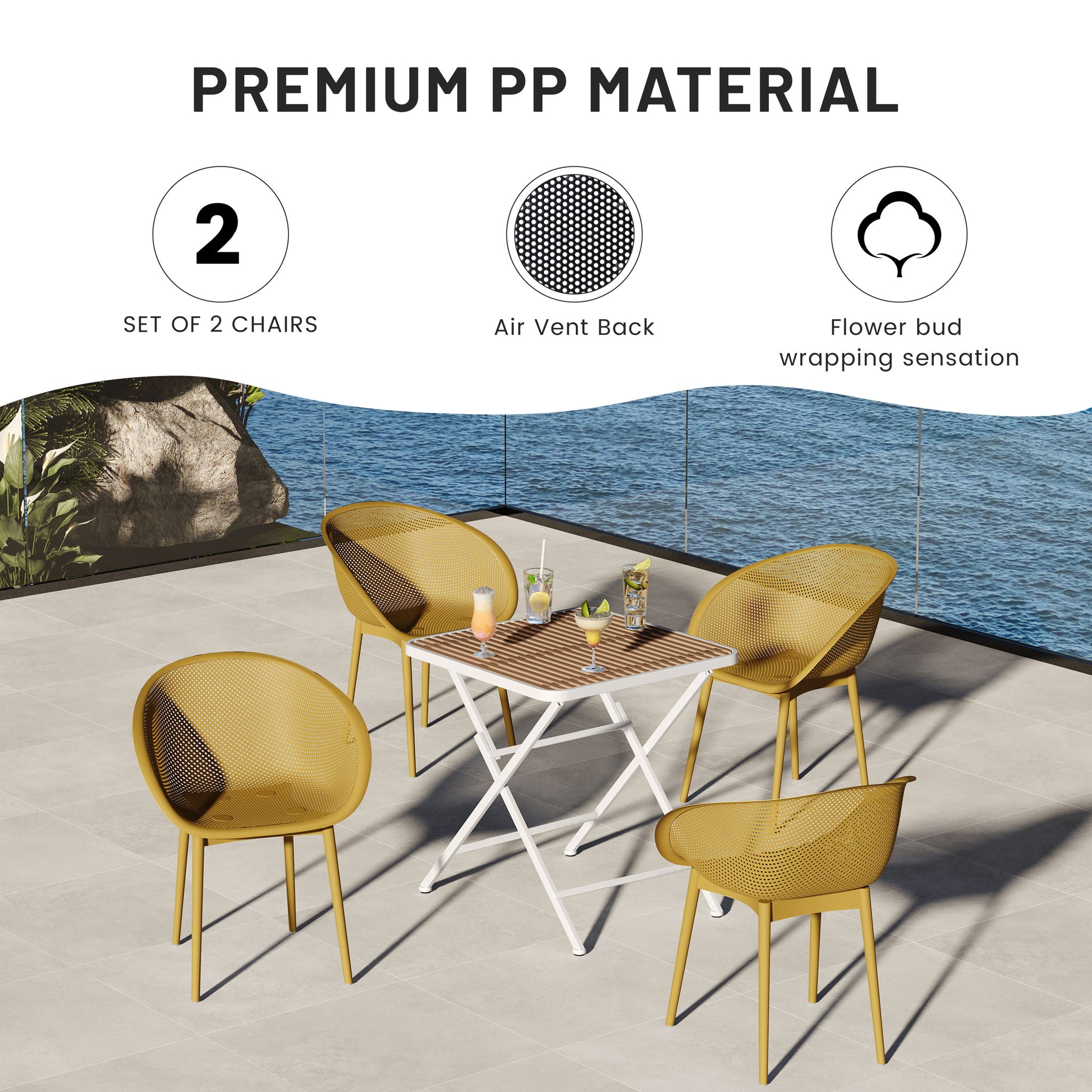 2 Piece Durable Single Chair With Mesh Hollow Out Design