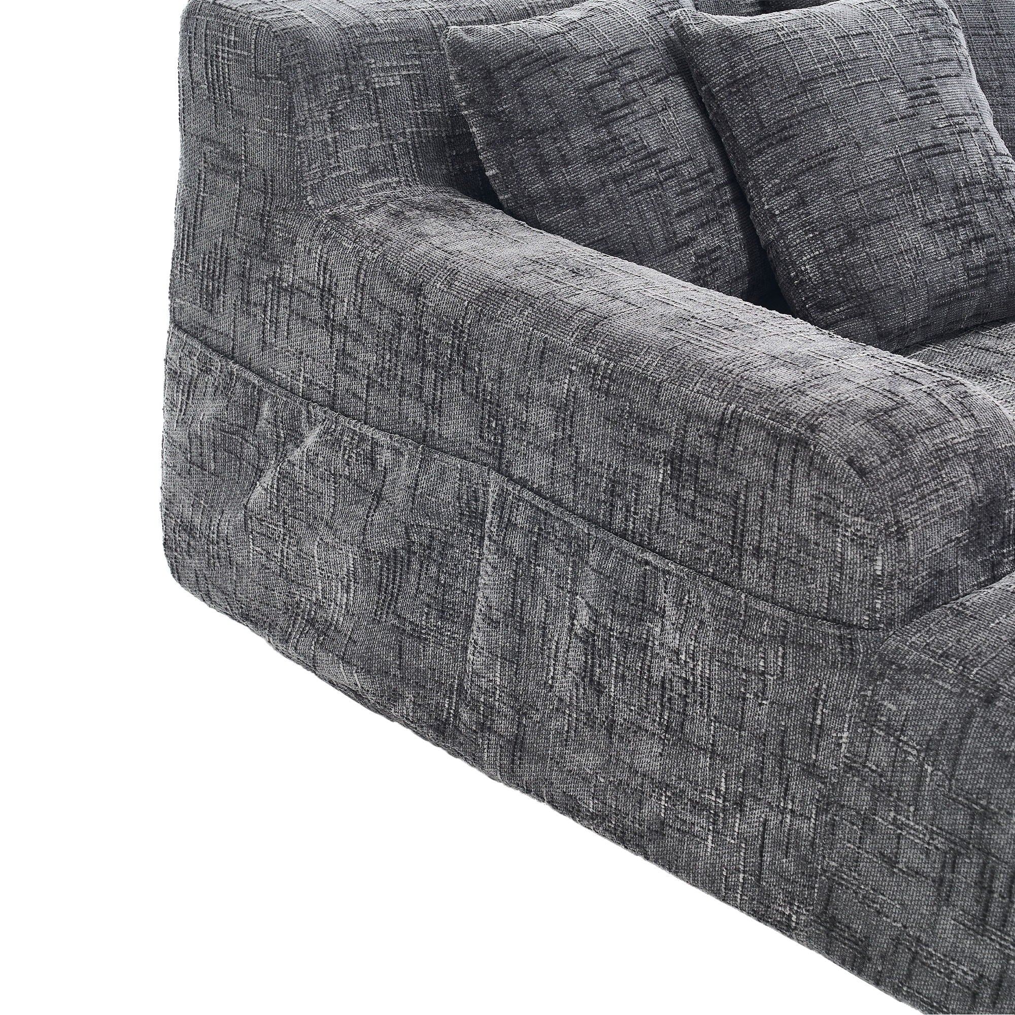 Chenille Interior Lazy Sofa Chaise Longue Armchair With 3 Pillows And Armrests