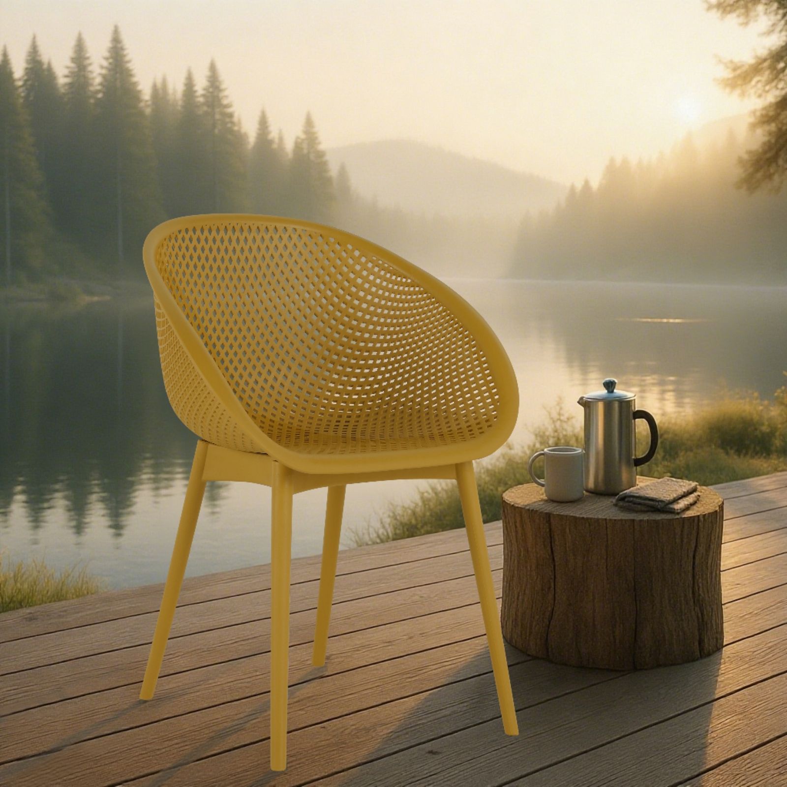 2 Piece Durable Single Chair With Mesh Hollow Out Design